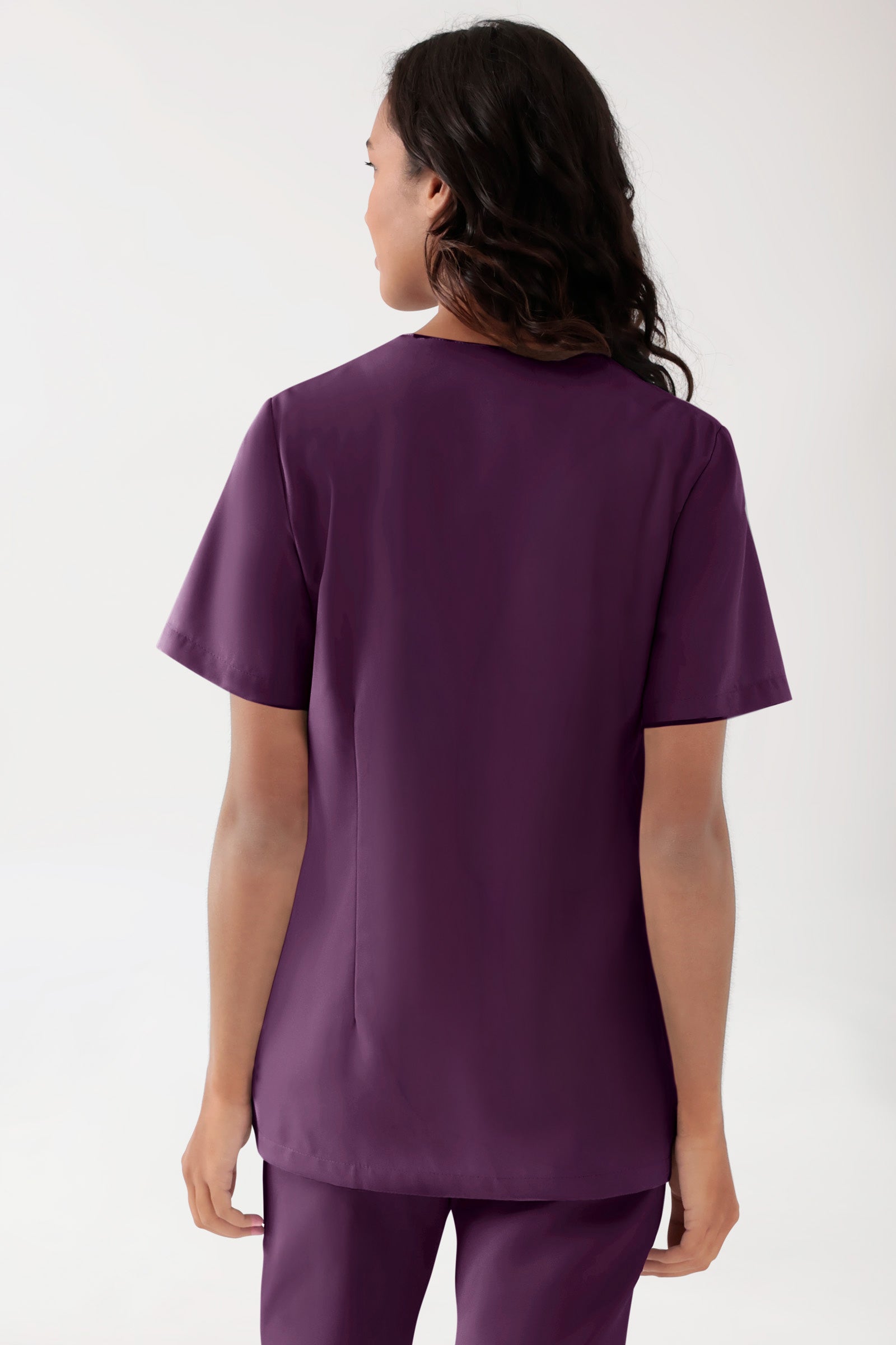 TENCEL™ Schlupfkasack Damen - V-Ausschnitt black berry, Rückansicht