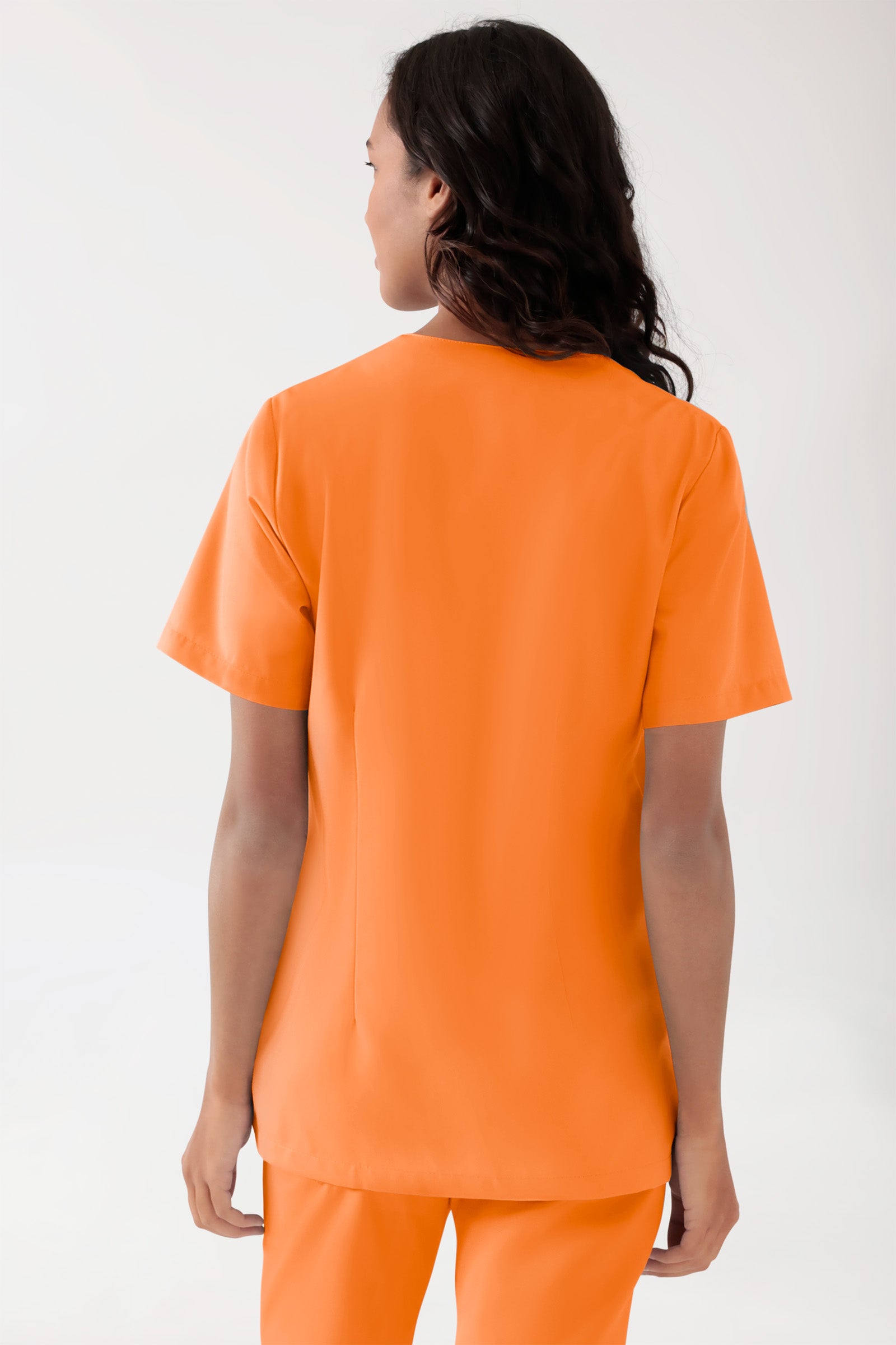 TENCEL™ Schlupfkasack Damen - V-Ausschnitt brillant orange, Rückansicht