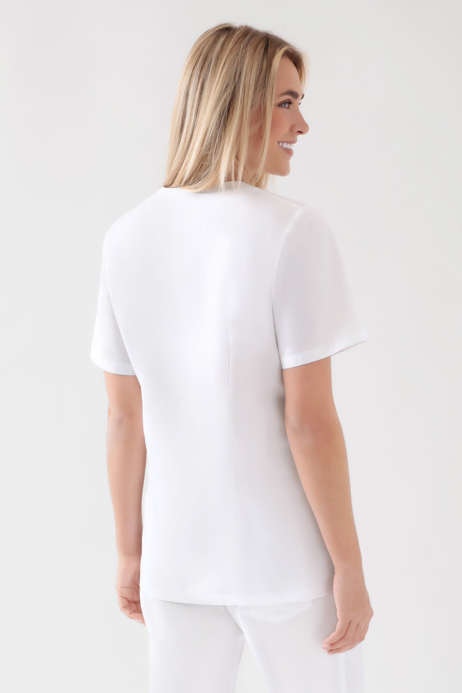 TENCEL™ Schlupfkasack Damen - V-Ausschnitt weiß