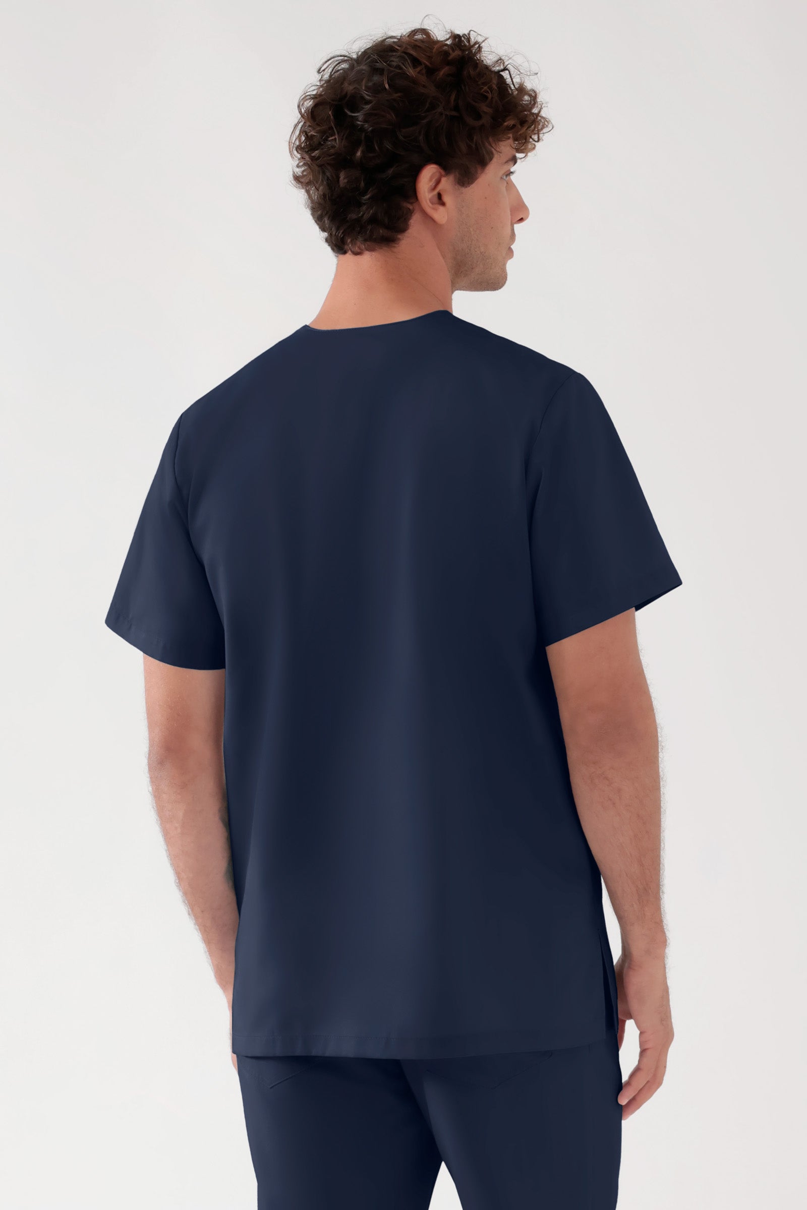 TENCEL™ Schlupfkasack Herren - V-Ausschnitt navy, Rückansicht