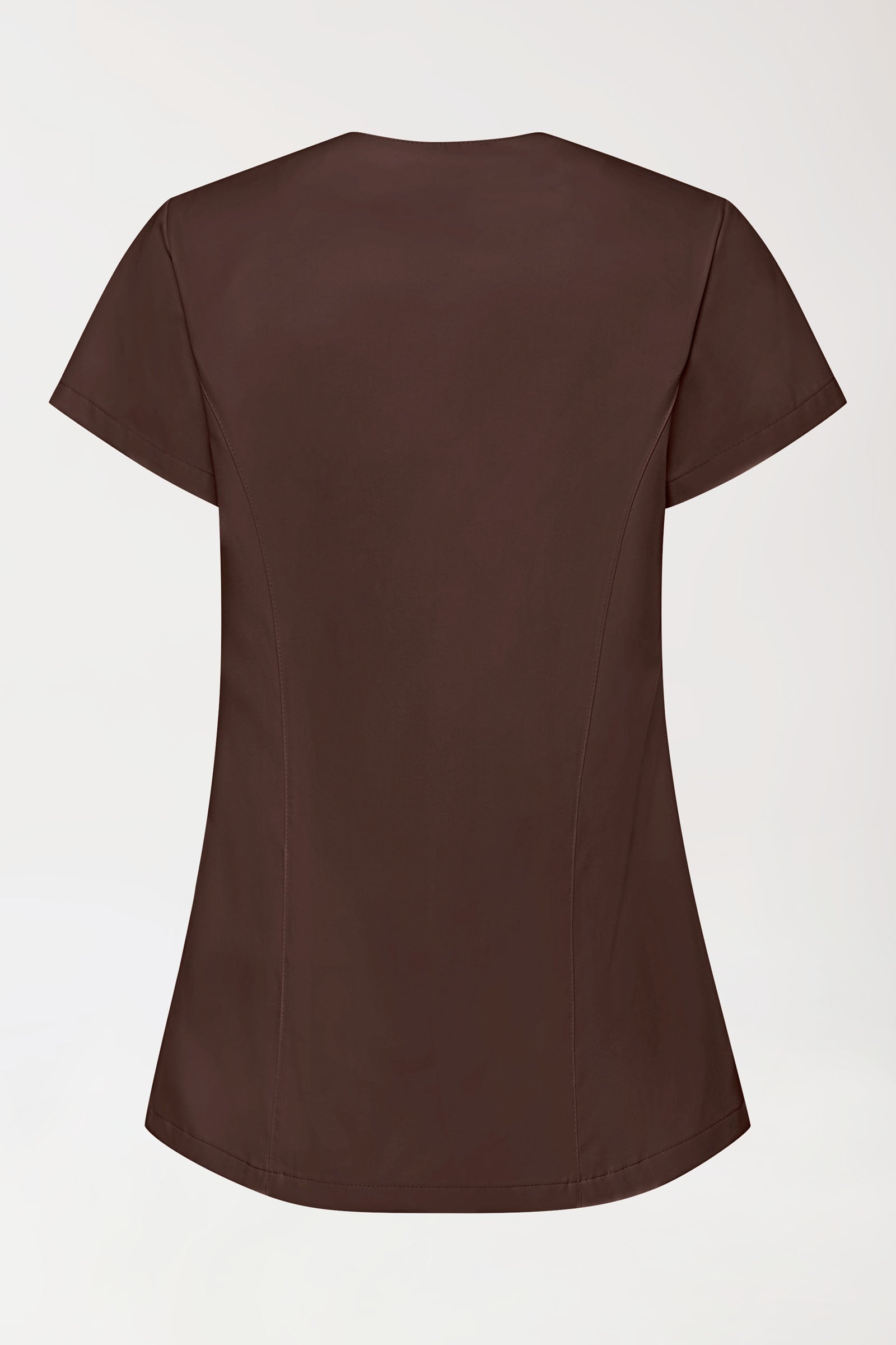 GREEN Stretch Kasack Damen - asymmetrische Druckknopfleiste coffee