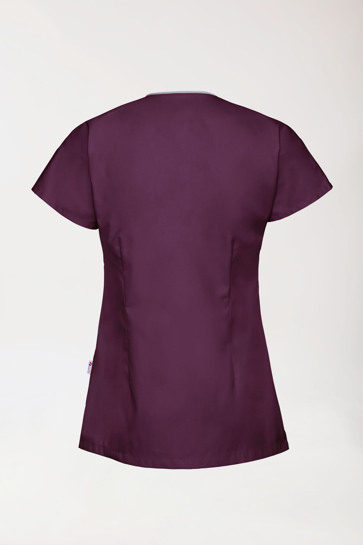 Beauty Kasack Damen - asymmetrische Druckknopfleiste pflaume/grau