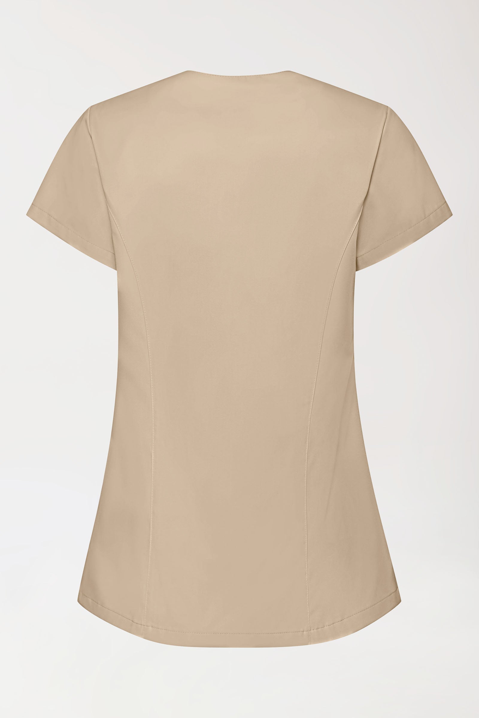 GREEN Stretch Kasack Damen - asymmetrische Druckknopfleiste sand