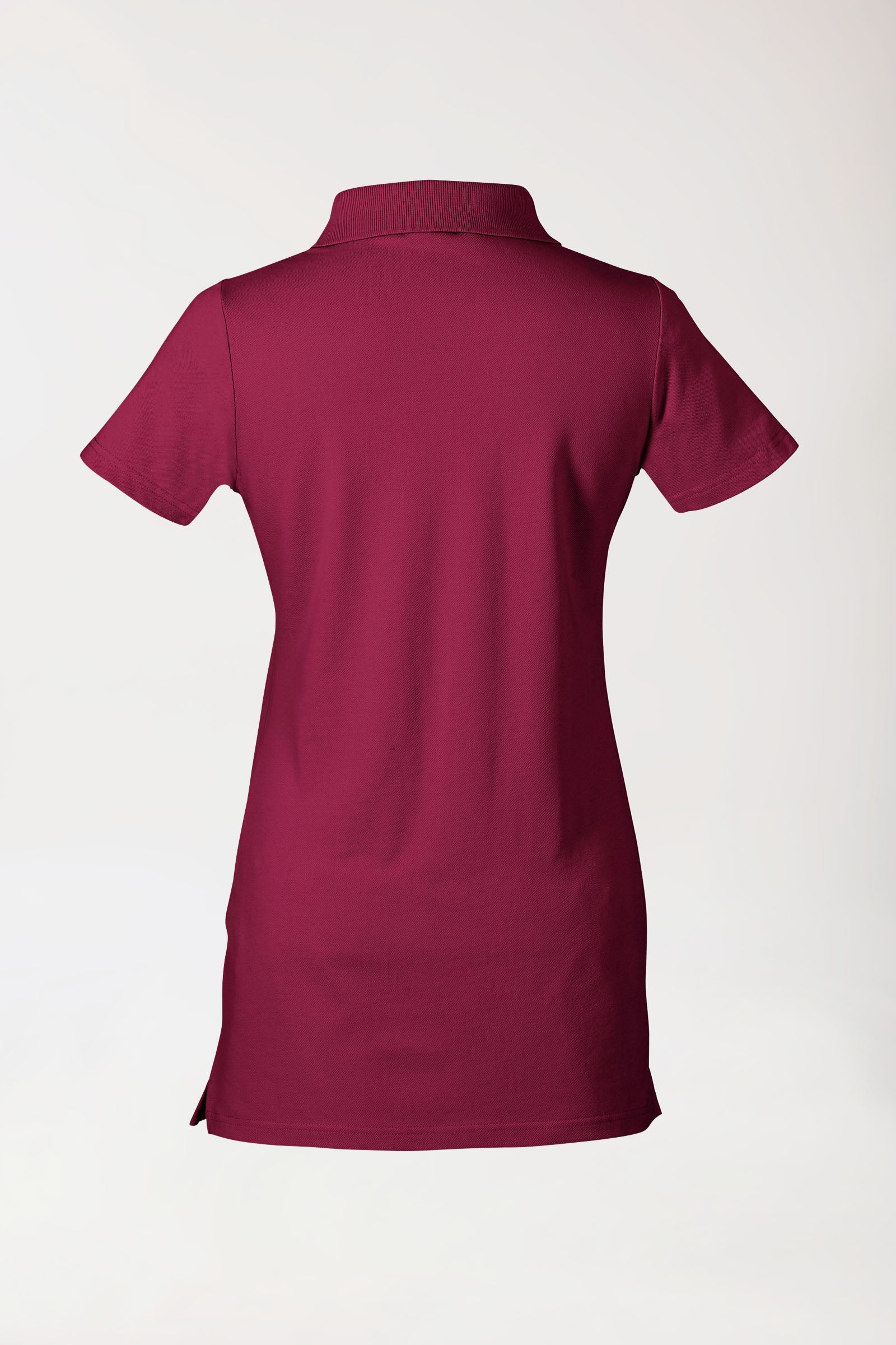 Stretch Longshirt Damen - Polokragen bordeaux, Rückansicht