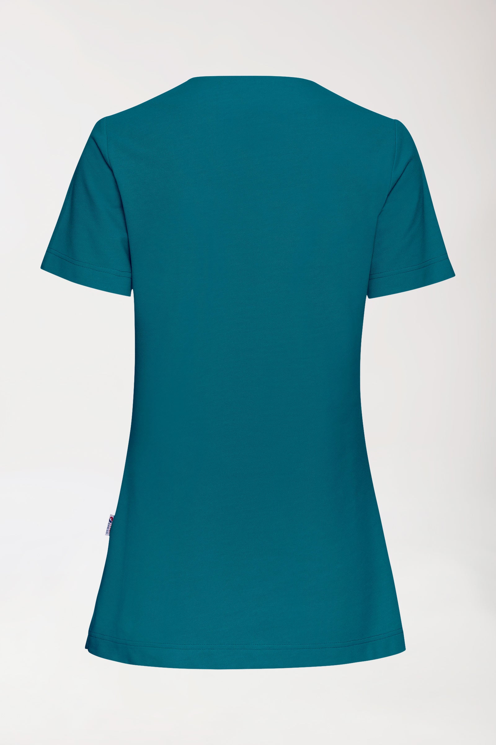 Piqué Longshirt Damen - V-Ausschnitt petrol, Rückansicht