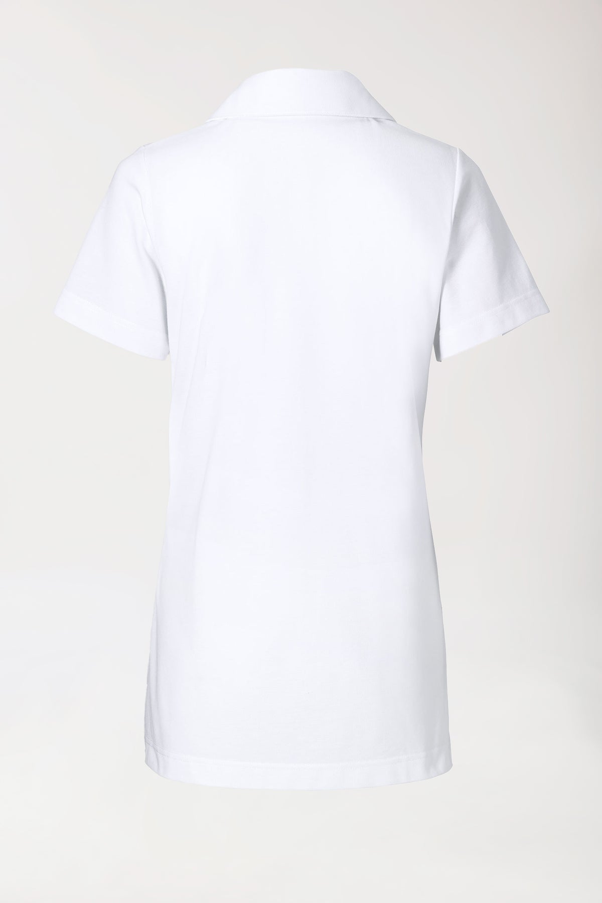 Piqué Longshirt Damen - mit Kragen weiß