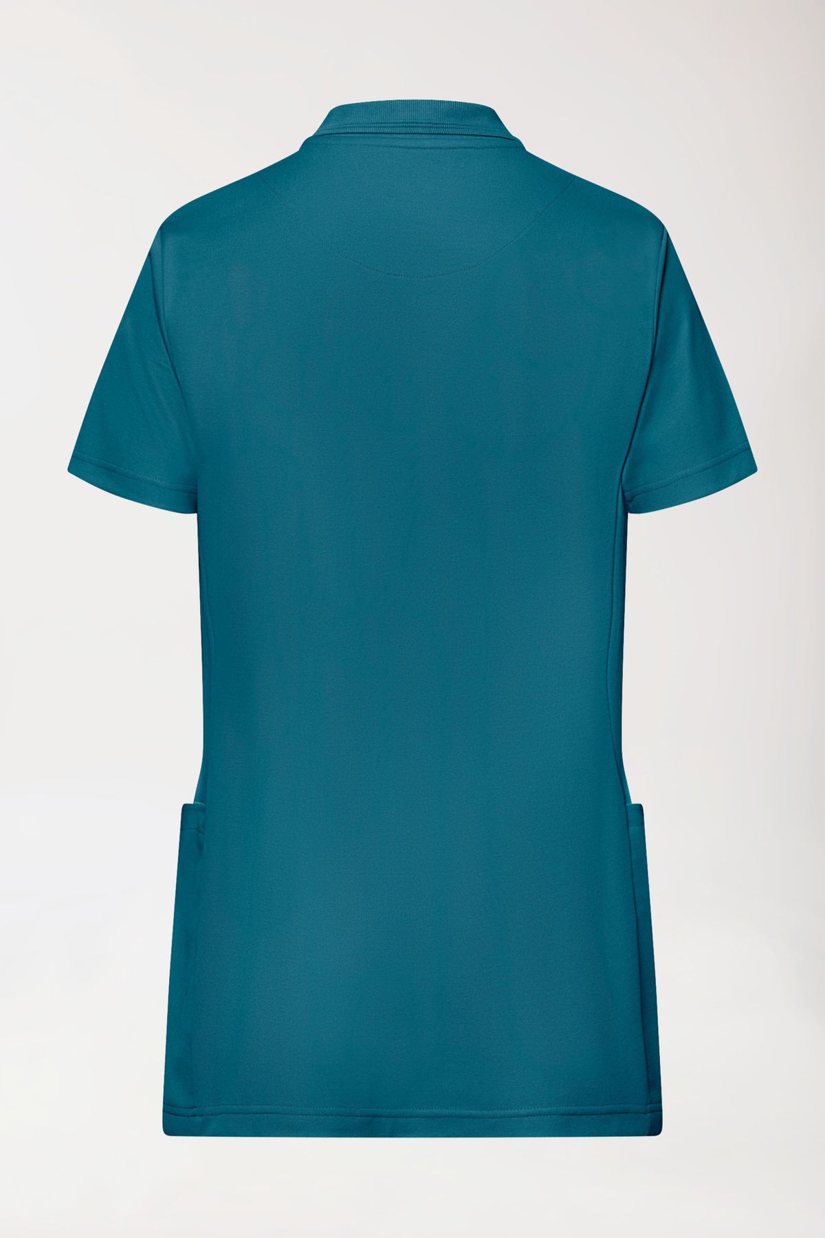 COMFY FLEX Stretch Schlupfkasack Damen - Polokragen petrol, Rückansicht