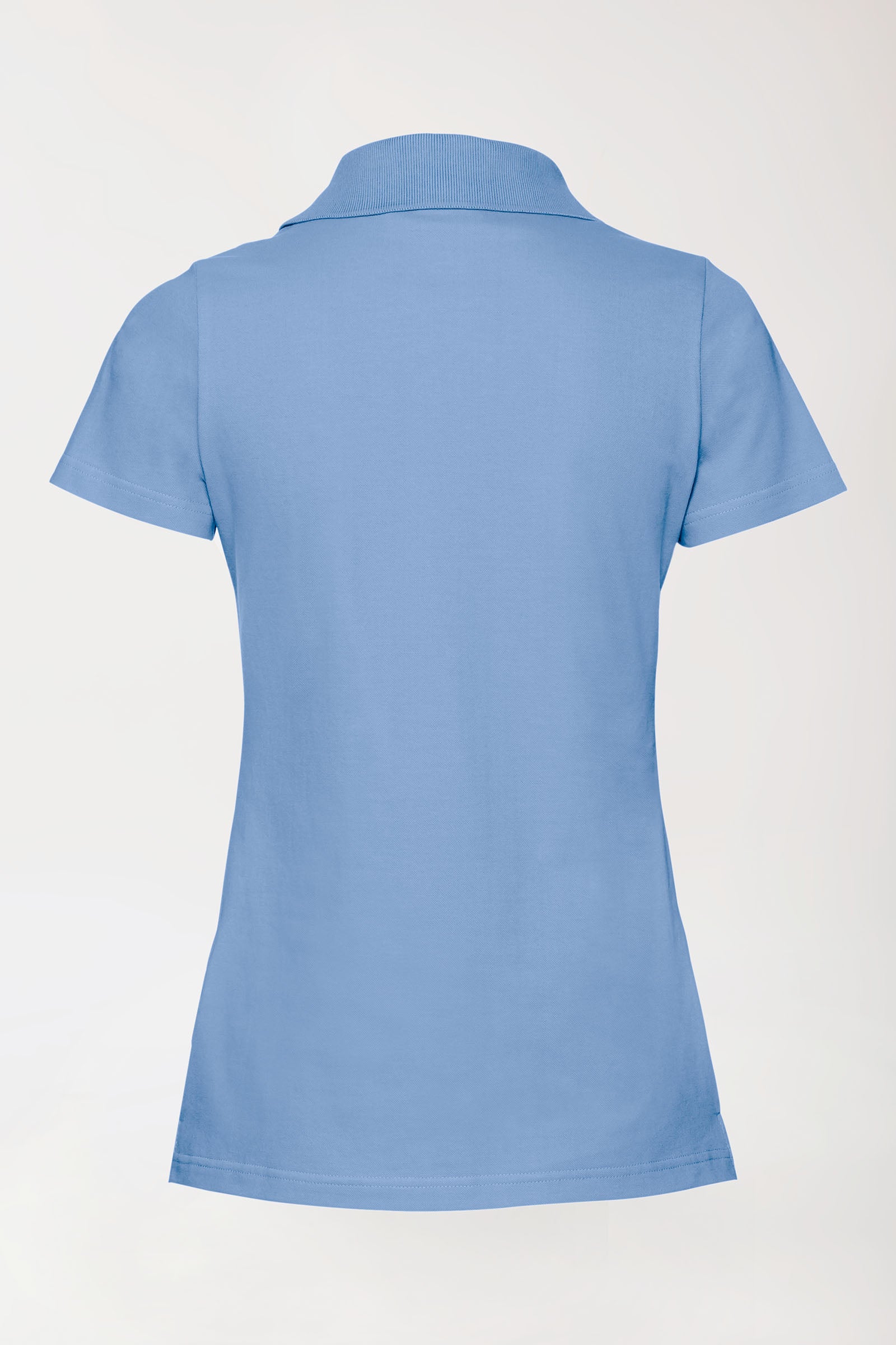 Stretch Shirt Damen - Polokragen himmelblau, Rückansicht