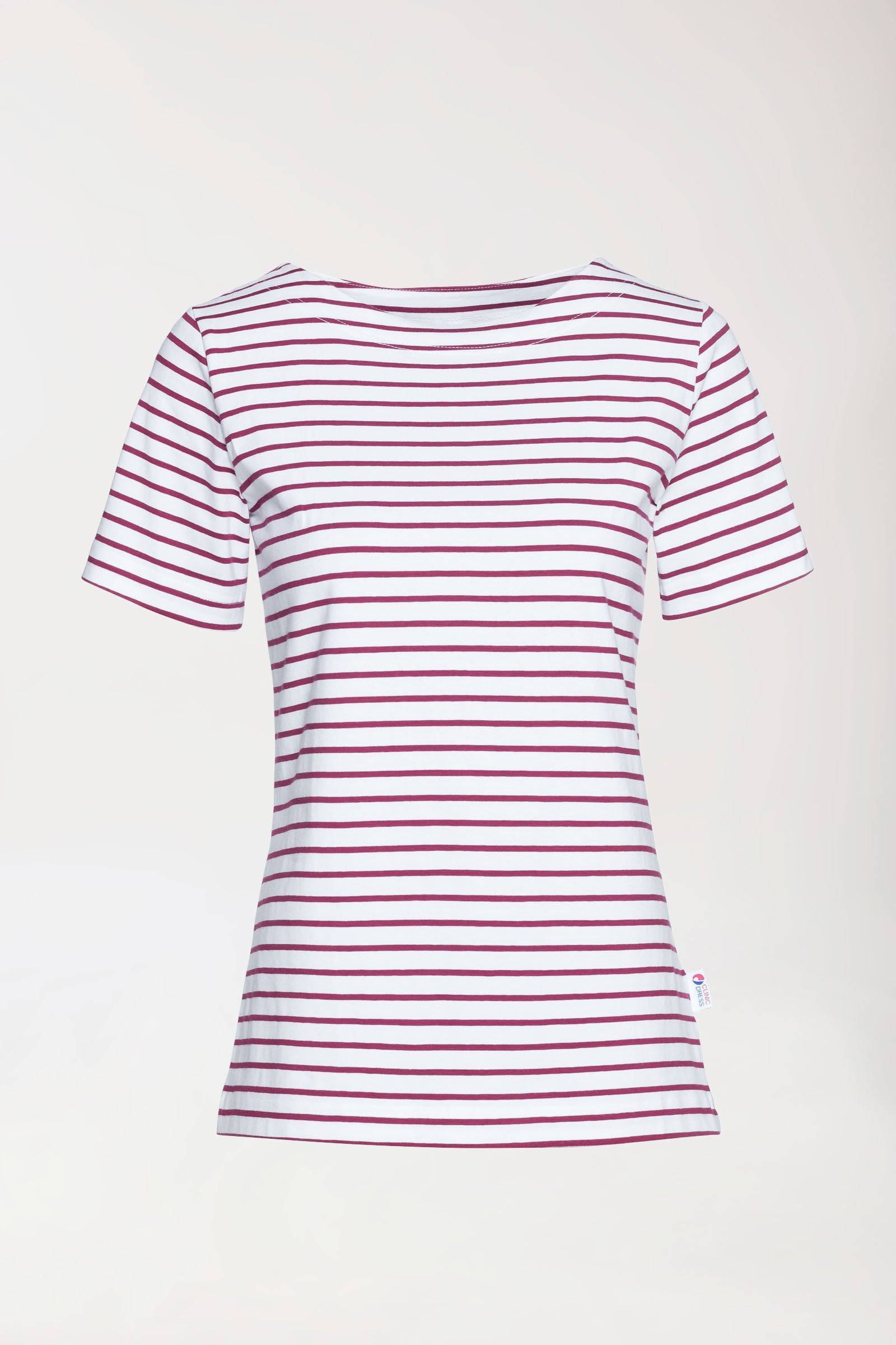 Shirt Damen - 1/2 Arm weiß/bordeaux, Rückansicht
