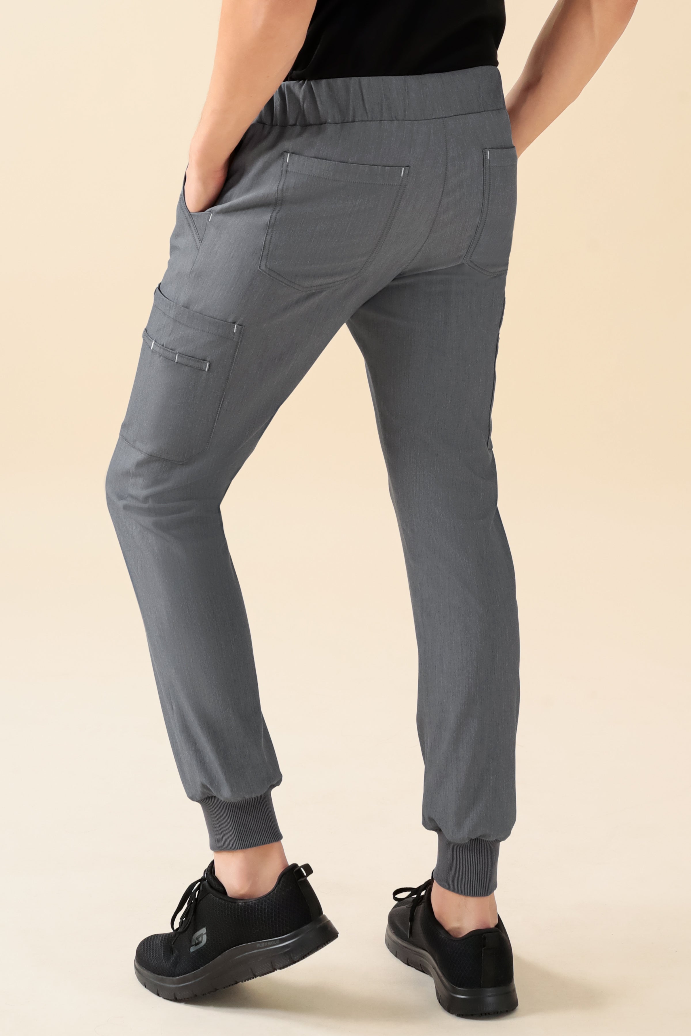 KAERE Hose Herren - Saumbündchen mit Beintaschen grau melange