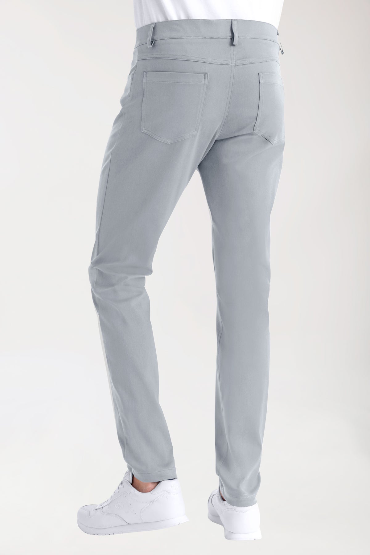 Stretch 5-Pocket Hose Herren - schlankes Bein grau, Rückansicht