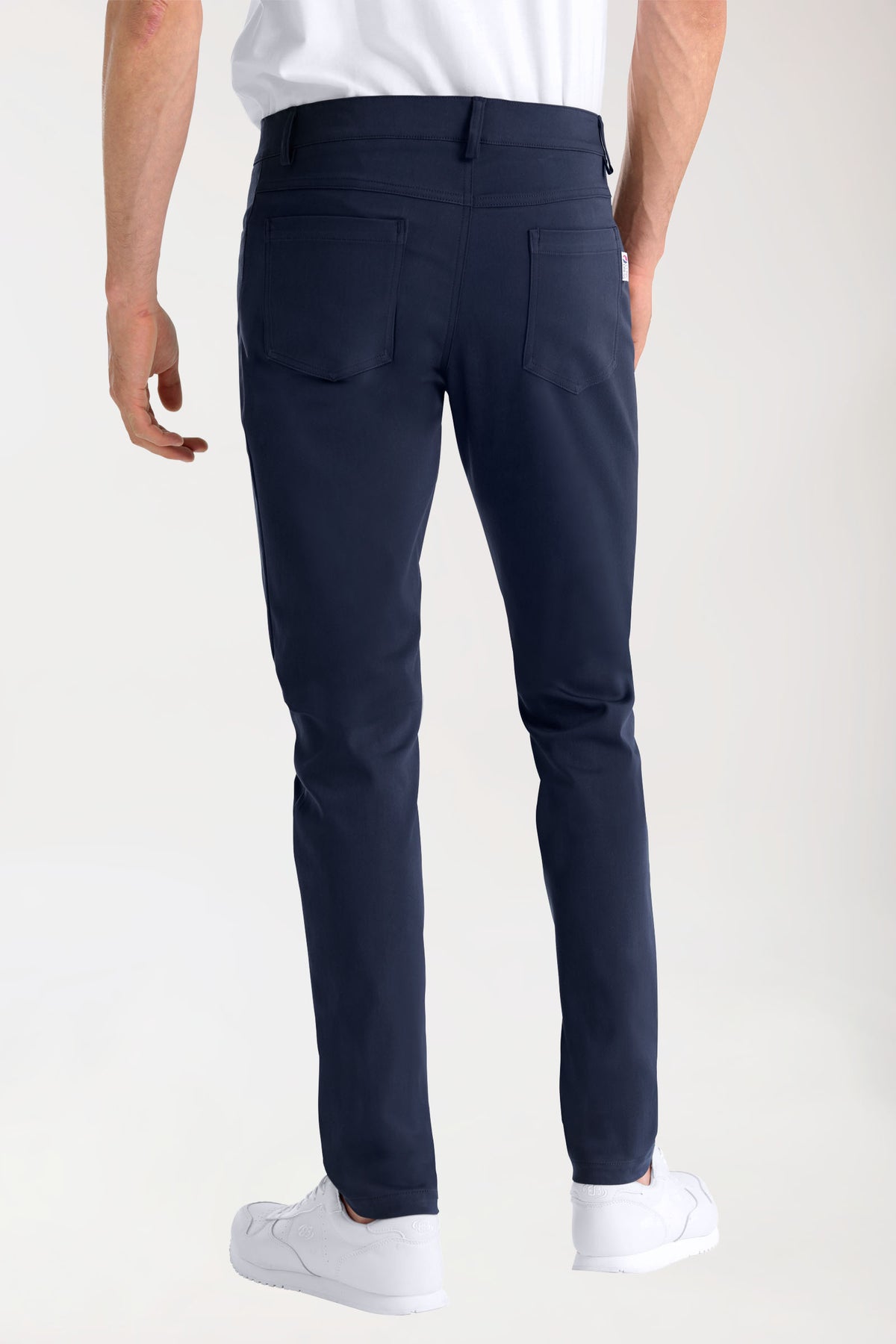 Stretch 5-Pocket Hose Herren - schlankes Bein navy, Rückansicht