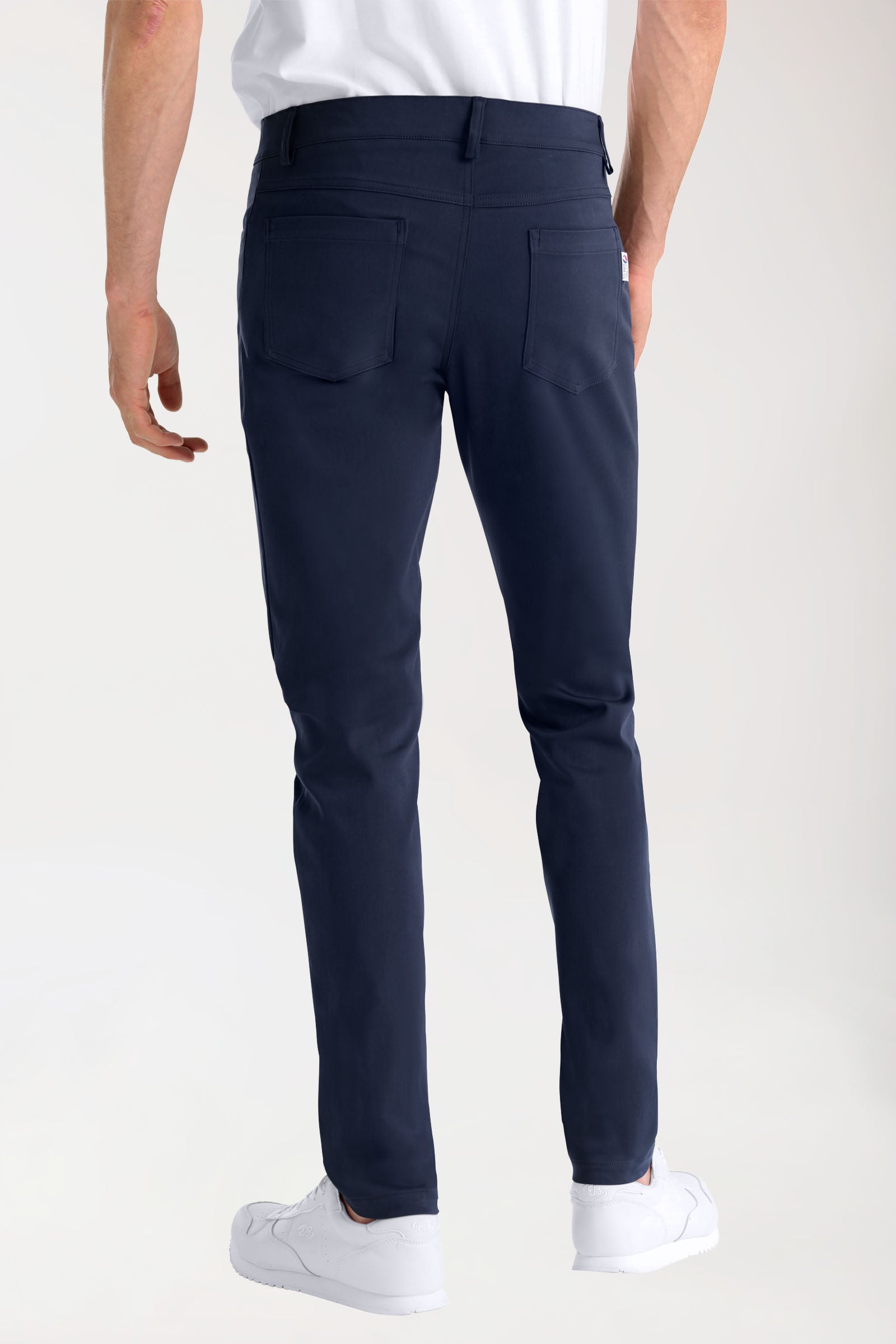Stretch 5-Pocket Hose Herren - schlankes Bein navy, Rückansicht