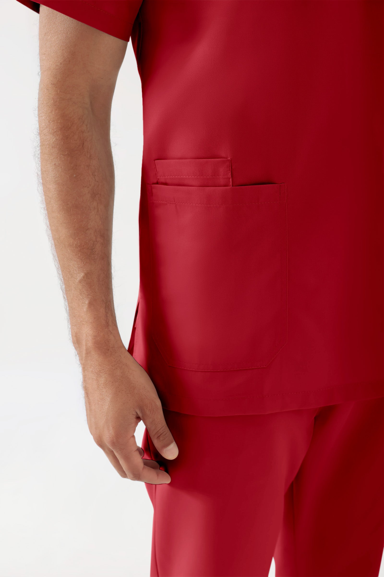 TENCEL™ Schlupfkasack Herren - V-Ausschnitt rot