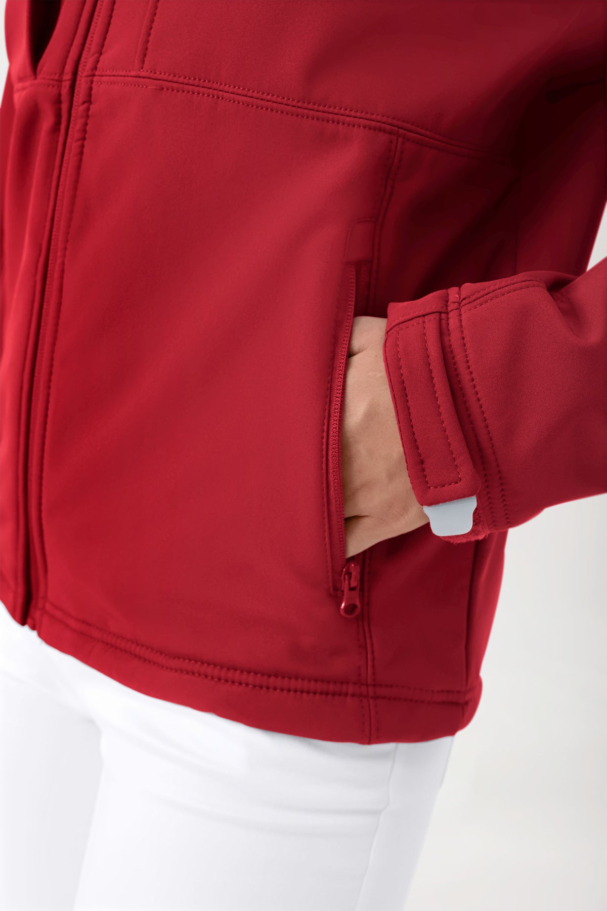 Softshell Jacke Unisex - abnehmbare Kapuze rot