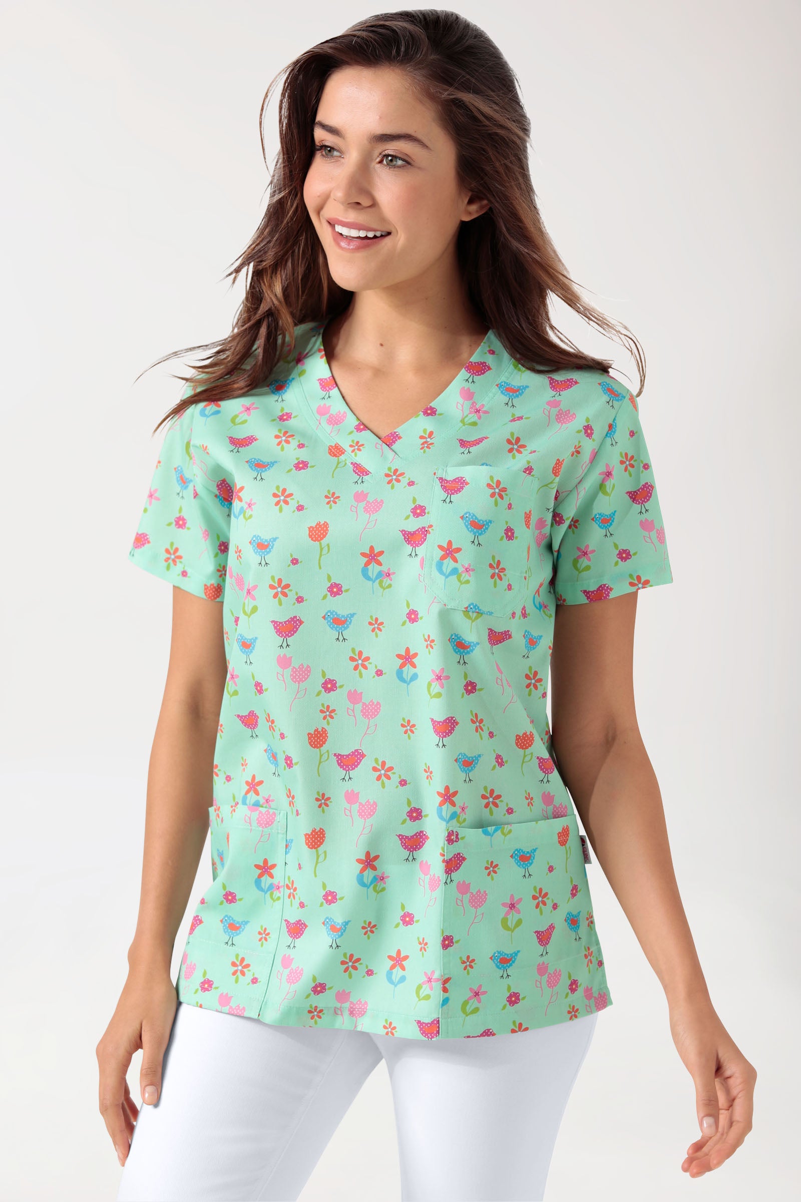Leichter Schlupfkasack Damen - Alloverprint opal/bunt