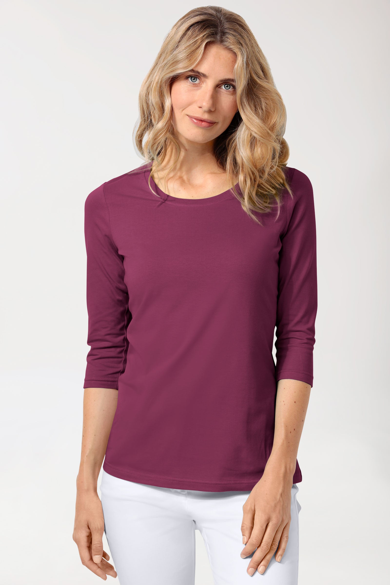 CORE Shirt Damen - 3/4 Arm berry, Vorderansicht