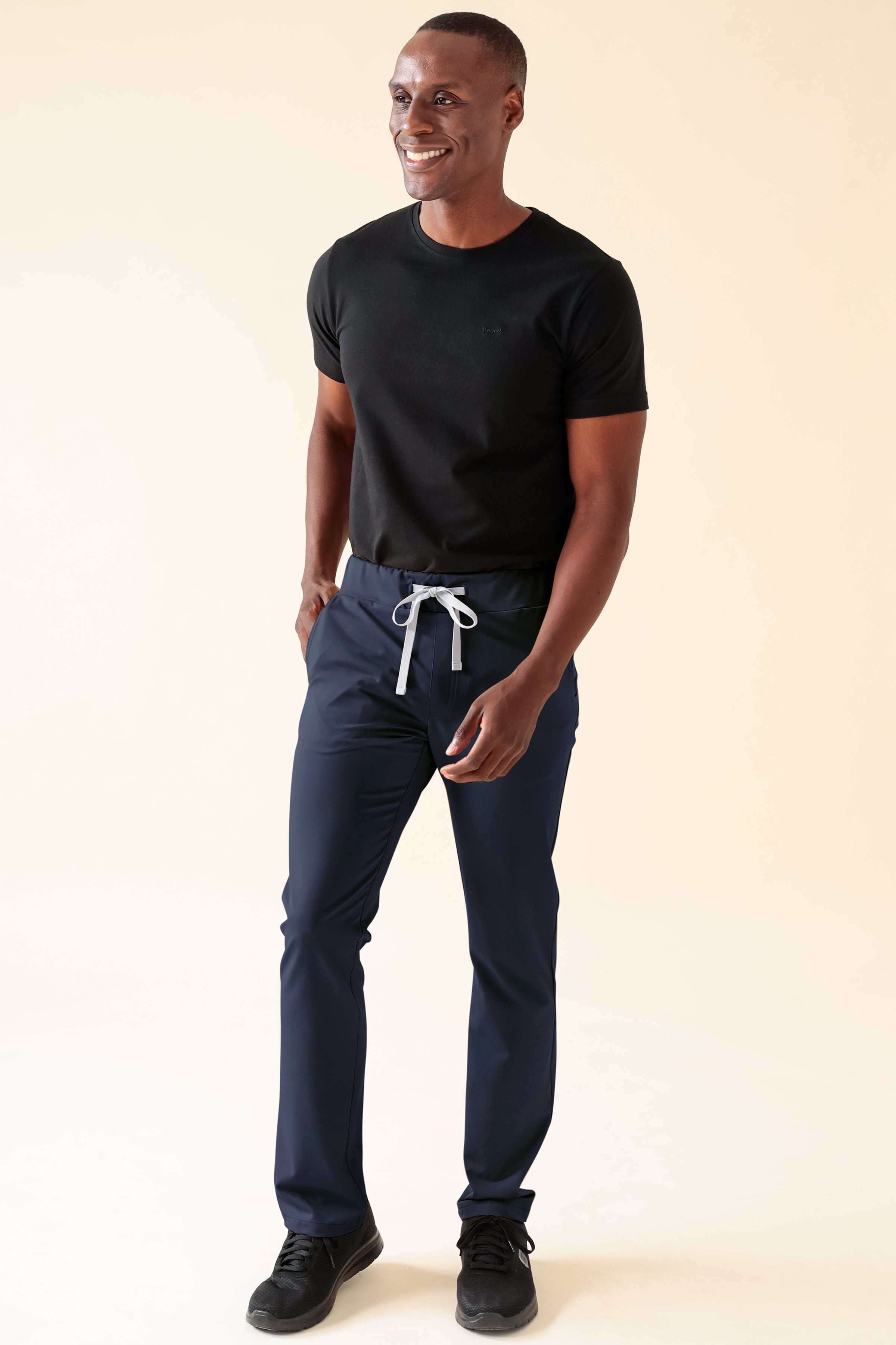 KAERE Hose Herren - gerader Saum ohne Beintaschen navy, Vorderansicht