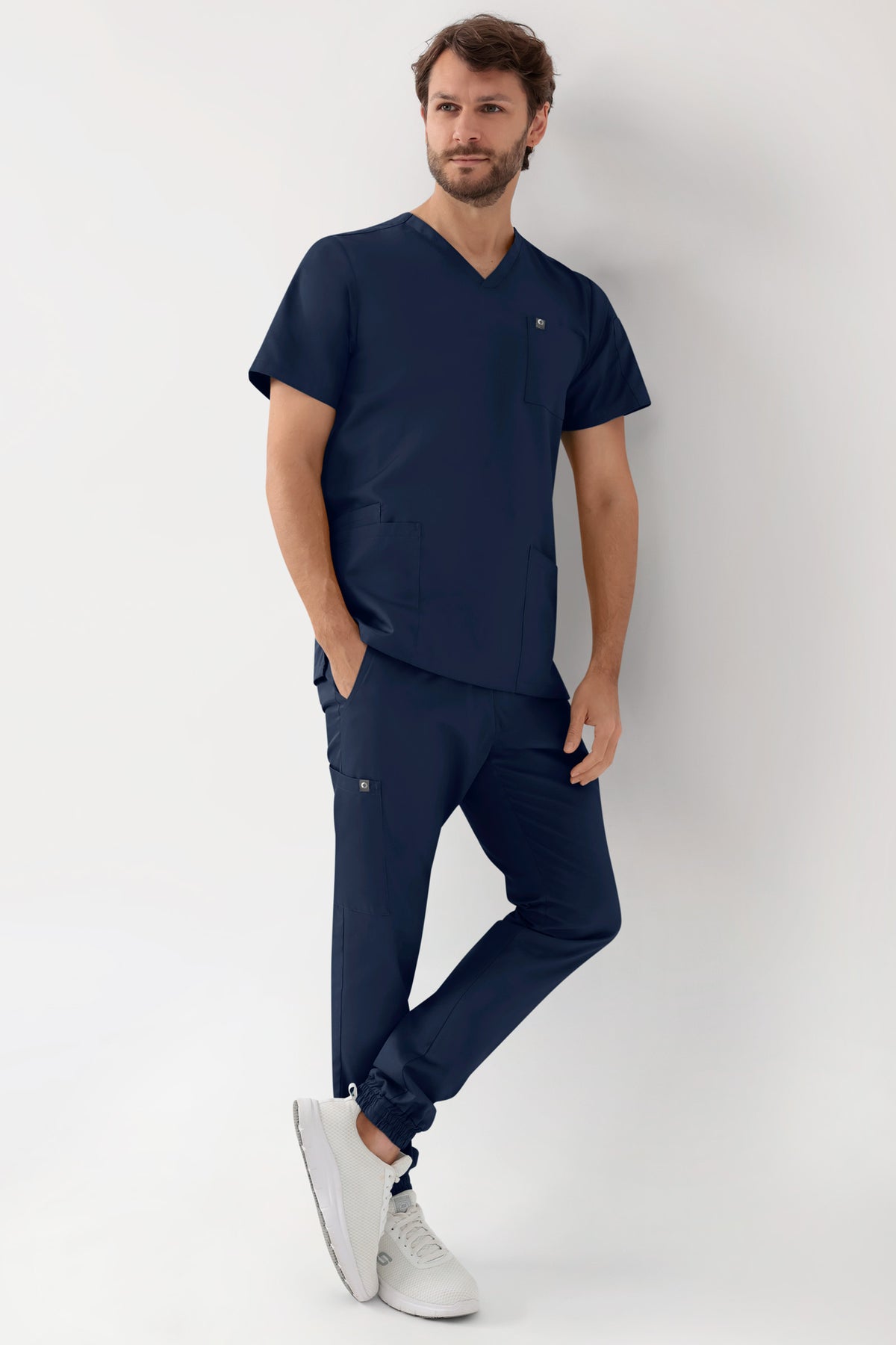 GREEN Stretch Schlupfkasack Herren - V-Ausschnitt navy, Vorderansicht