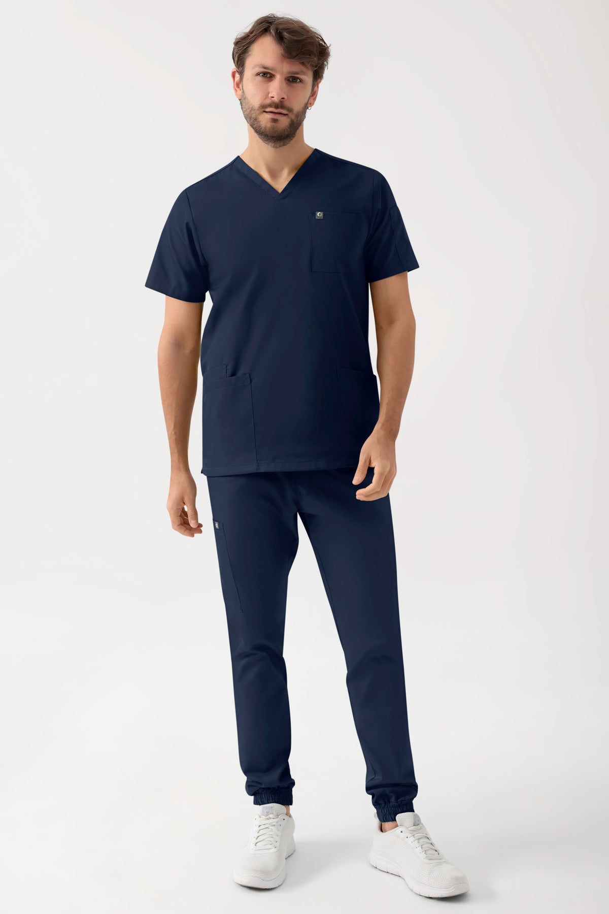 GREEN Stretch Schlupfkasack Herren - V-Ausschnitt navy, Vorderansicht