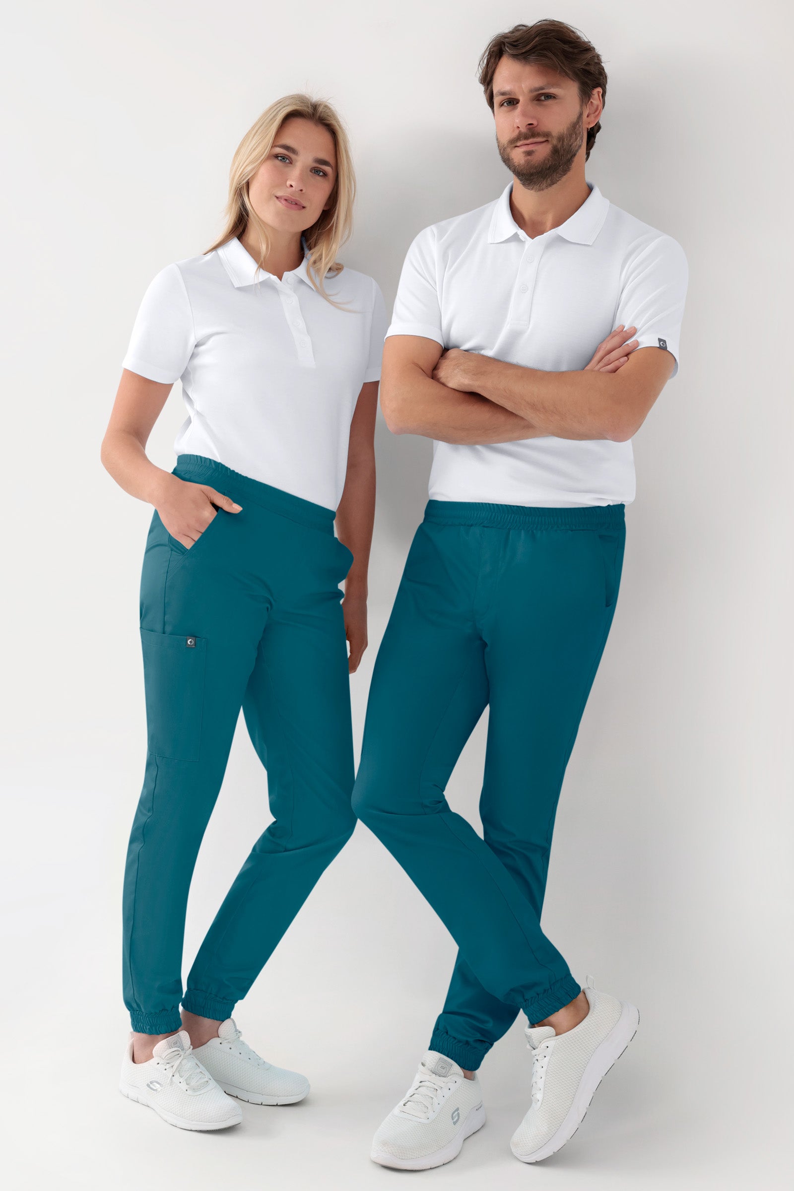 GREEN Stretch Hose Damen - Jogpants Style petrol, Vorderansicht