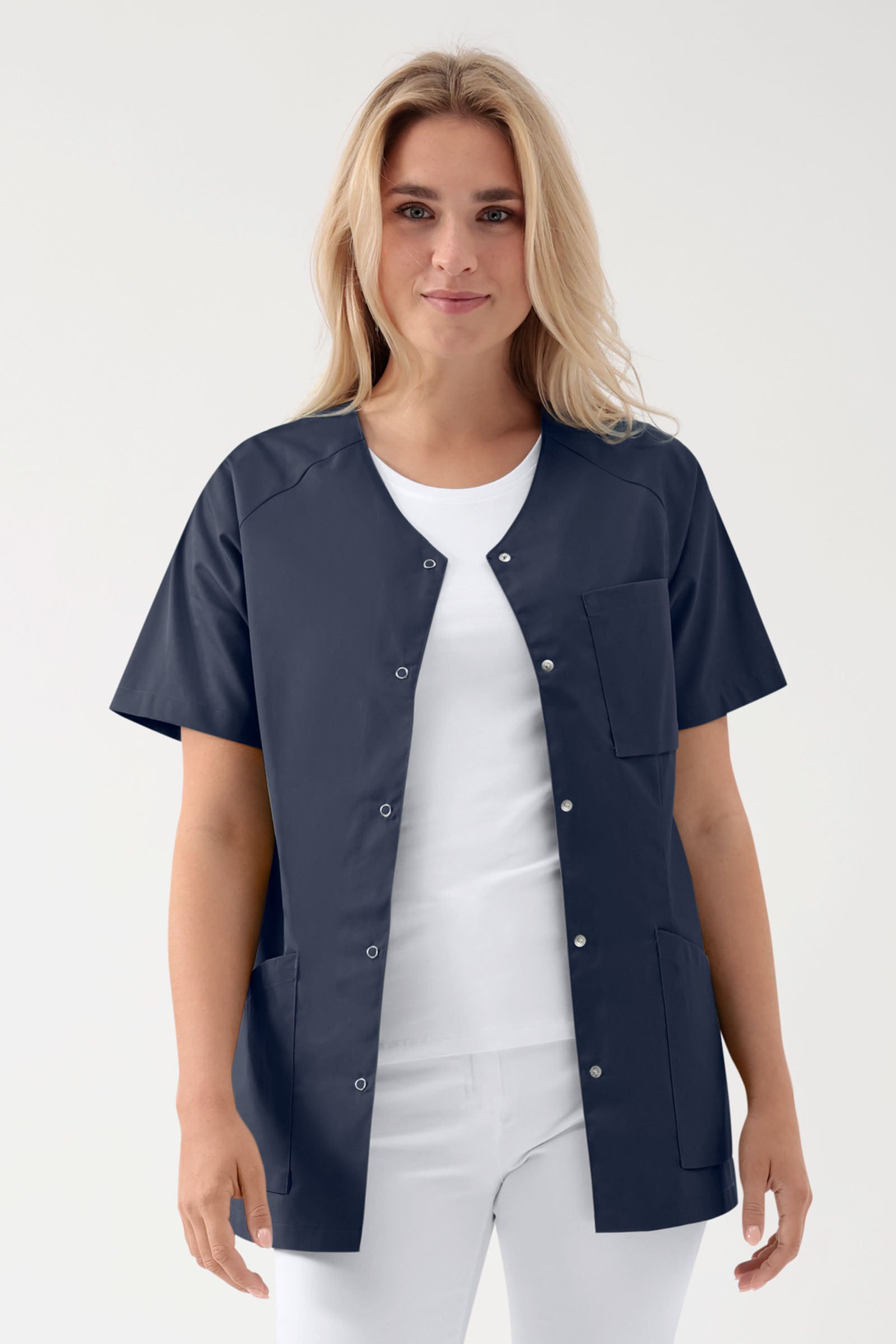 Kasack Damen - Druckknopfleiste navy