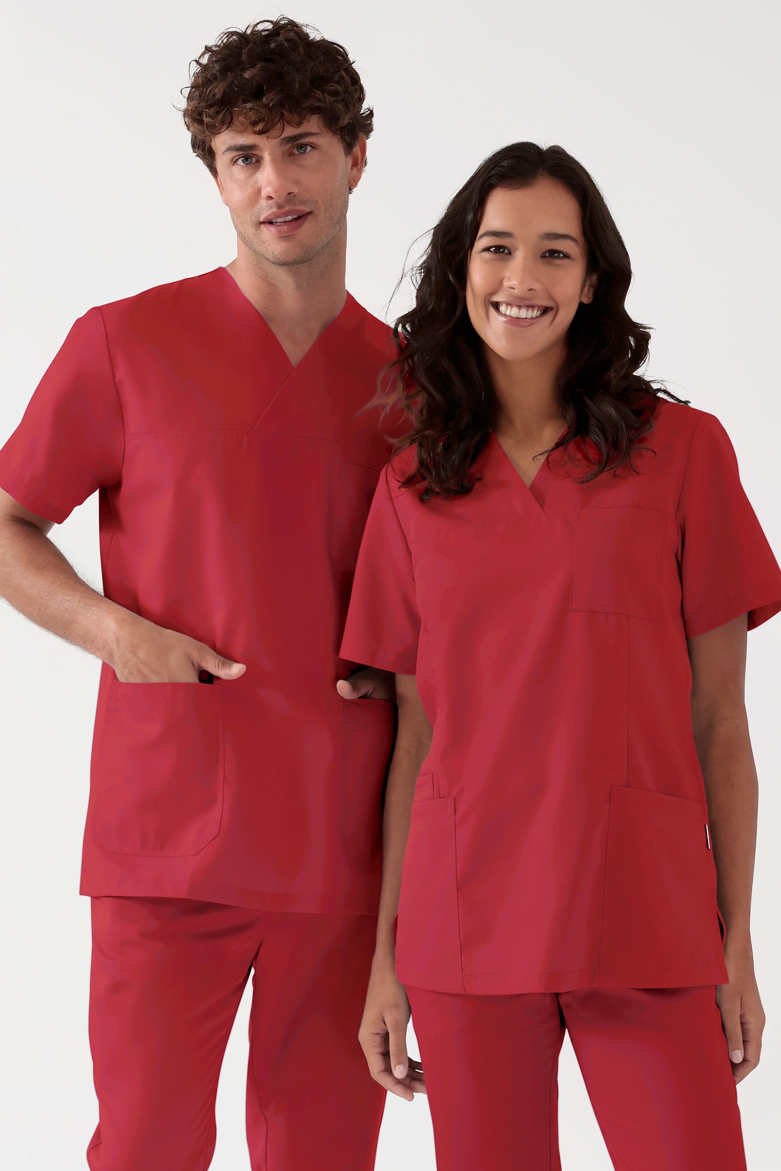 TENCEL™ Schlupfkasack Herren - V-Ausschnitt rot, Vorderansicht