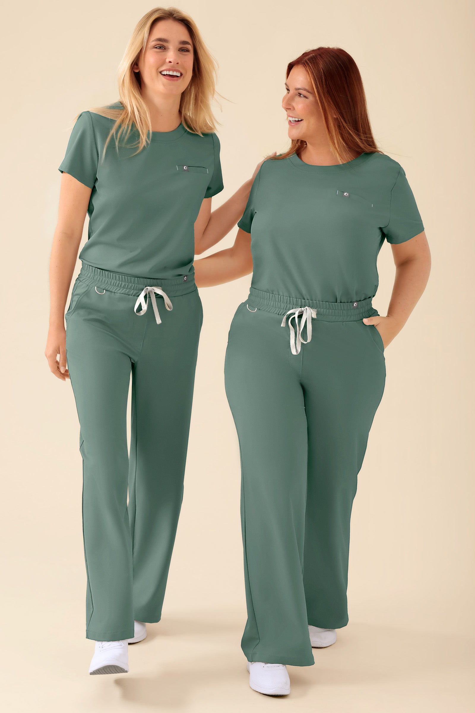 KAERE Shirt Damen - Rundhalsausschnitt dunkelgrün, Vorderansicht