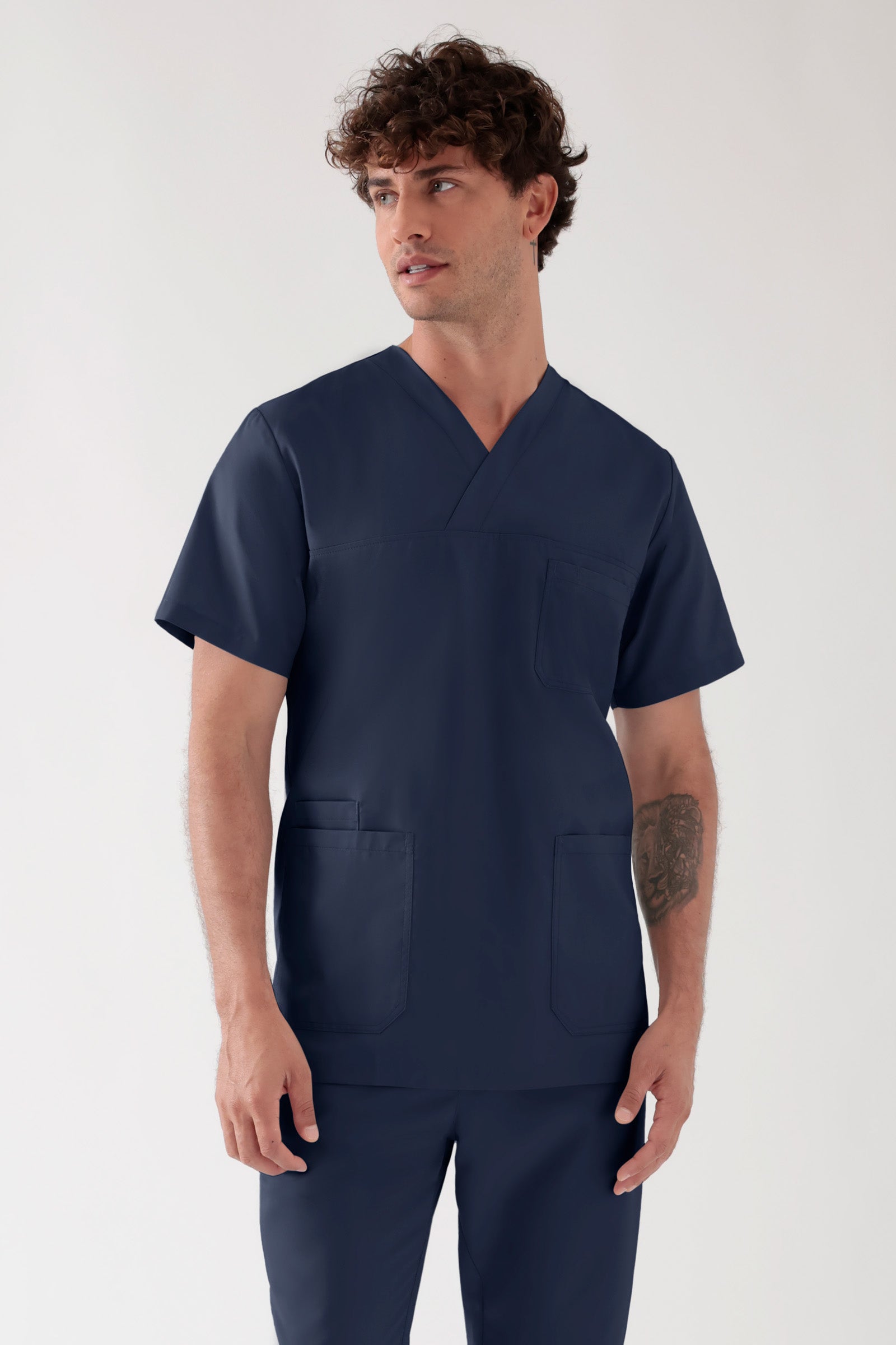 TENCEL™ Schlupfkasack Herren - V-Ausschnitt navy, Vorderansicht