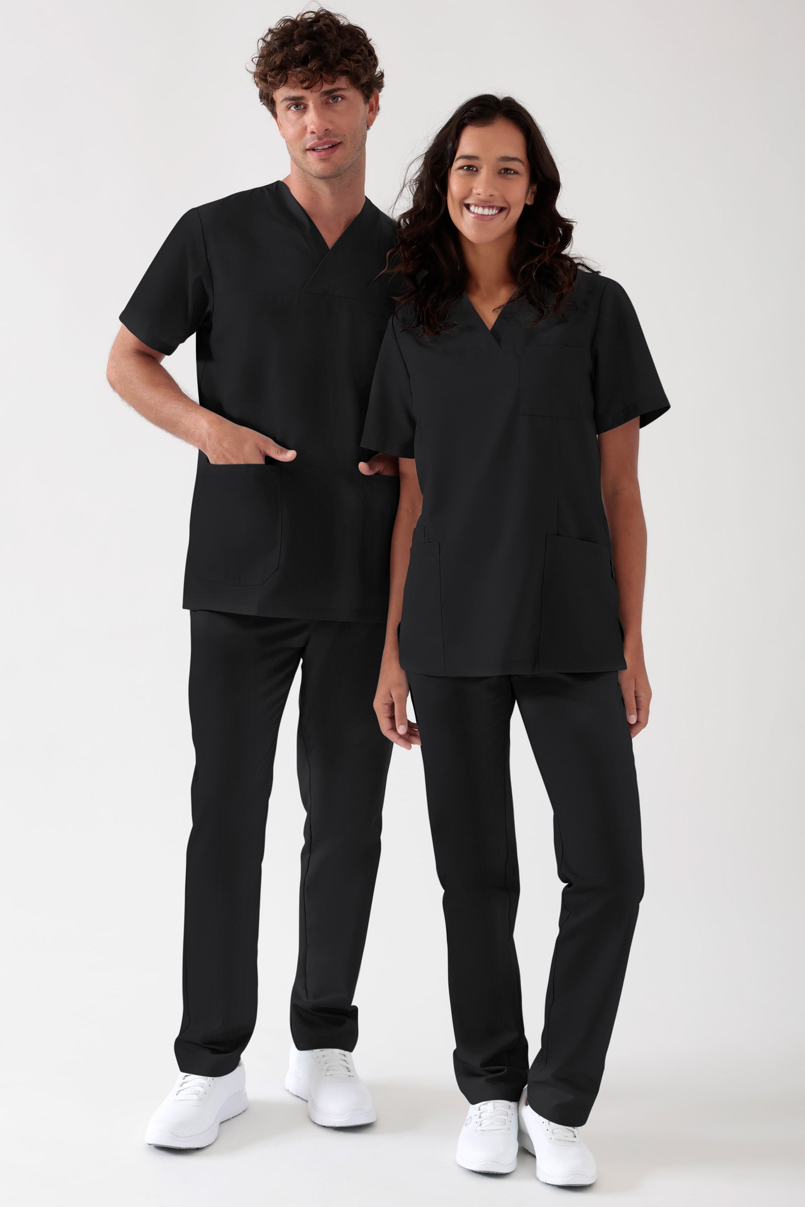 TENCEL™ Schlupfkasack Herren - V-Ausschnitt schwarz, Vorderansicht