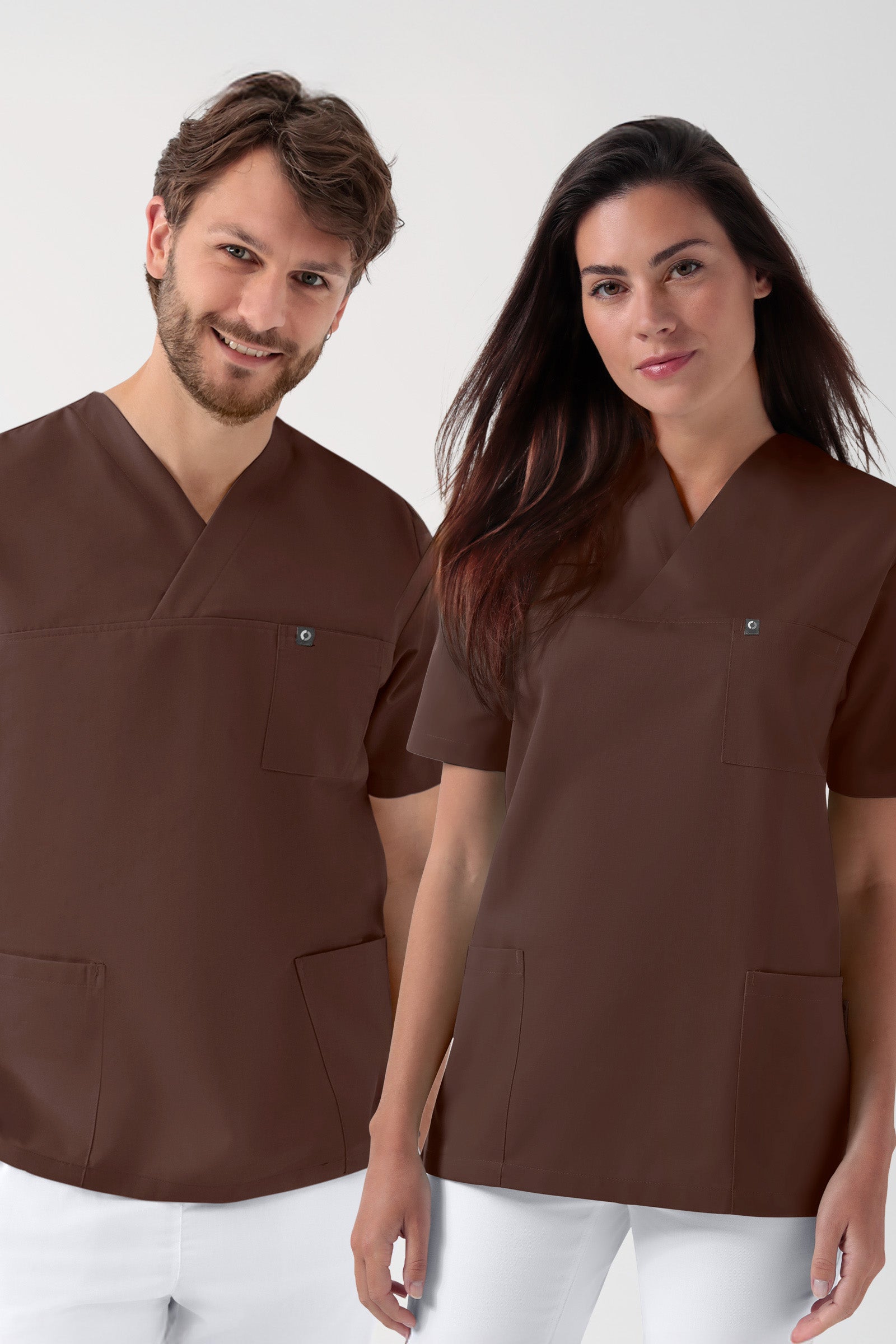 GREEN Stretch Schlupfkasack Unisex - V-Ausschnitt coffee, Vorderansicht