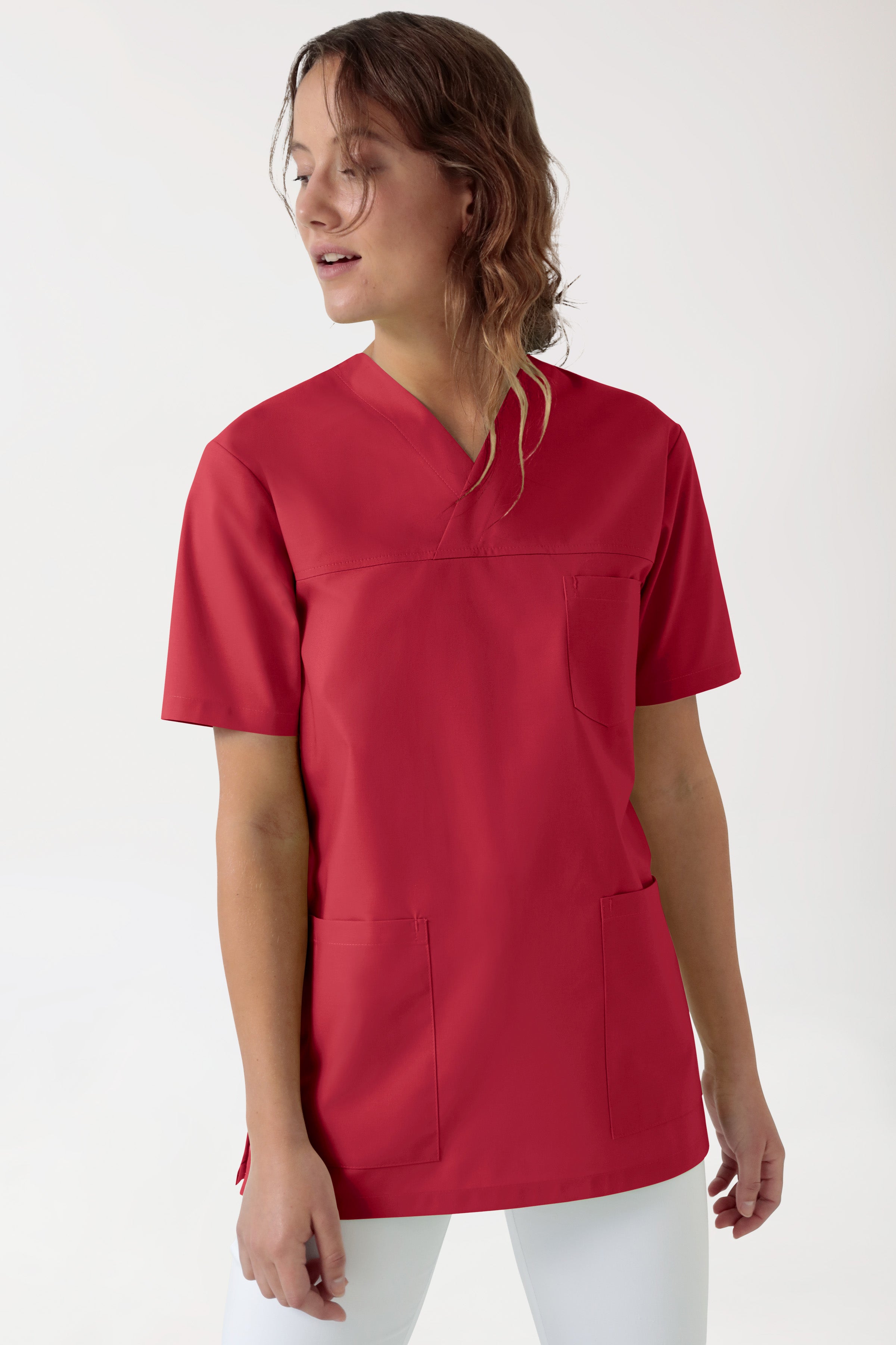 Schlupfkasack Unisex - V-Ausschnitt rot, Vorderansicht