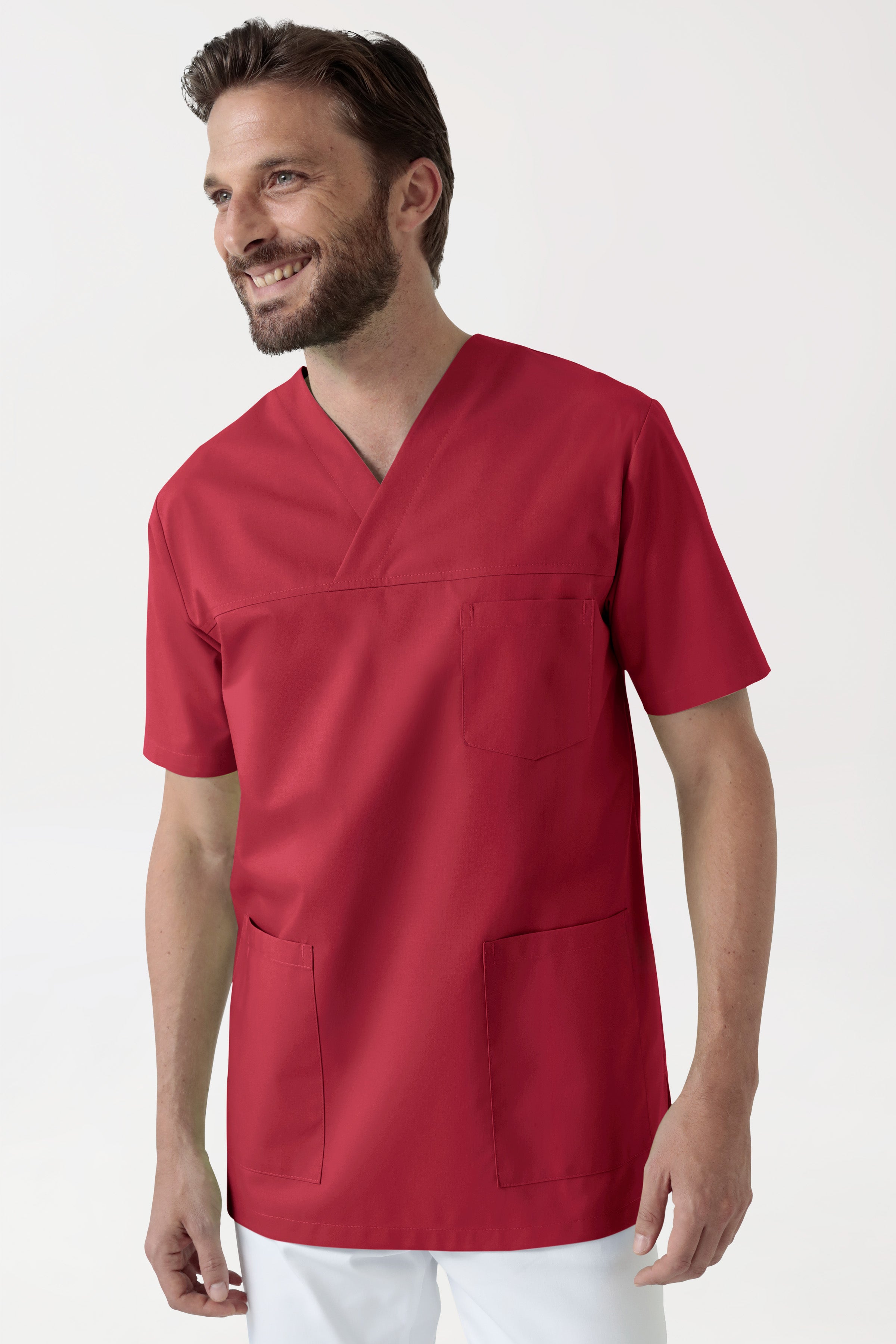 Schlupfkasack Unisex - V-Ausschnitt rot, Vorderansicht