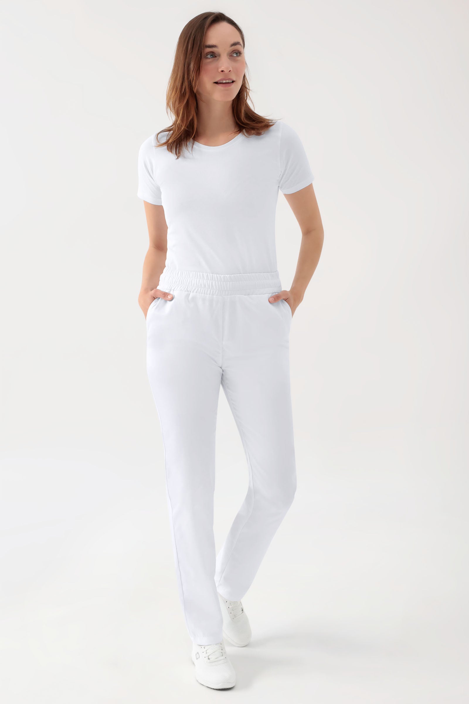Stretch Hose Unisex - Rundumgummibund weiß