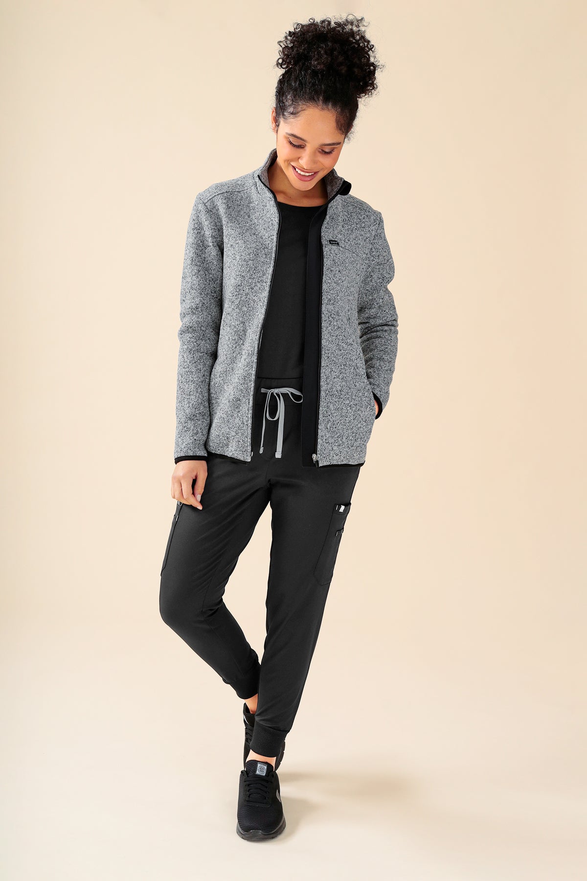 KAERE Fleecejacke Unisex - mit Reißverschluss grau melange
