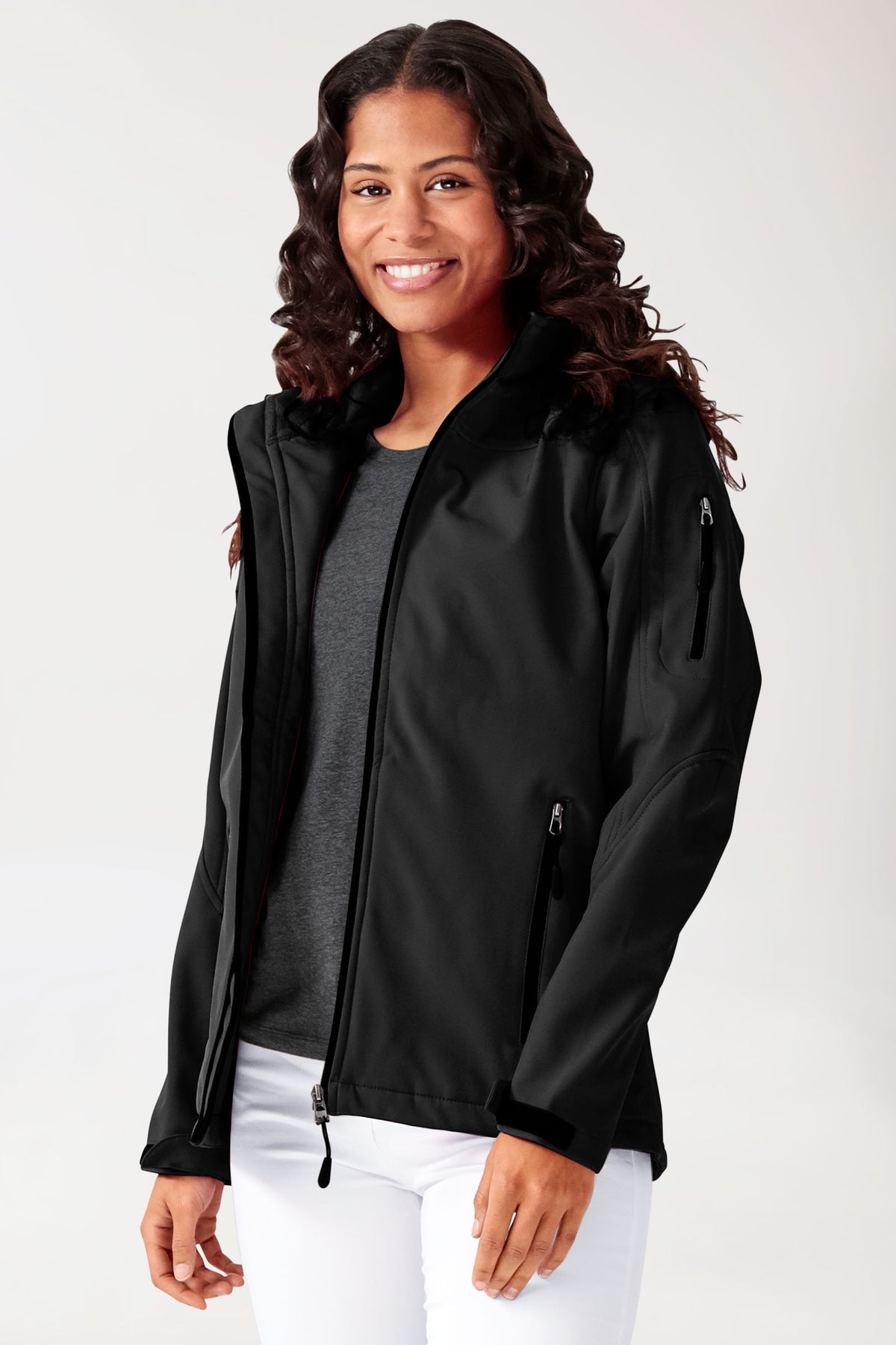Softshell Jacken Unisex - mit Kapuze schwarz