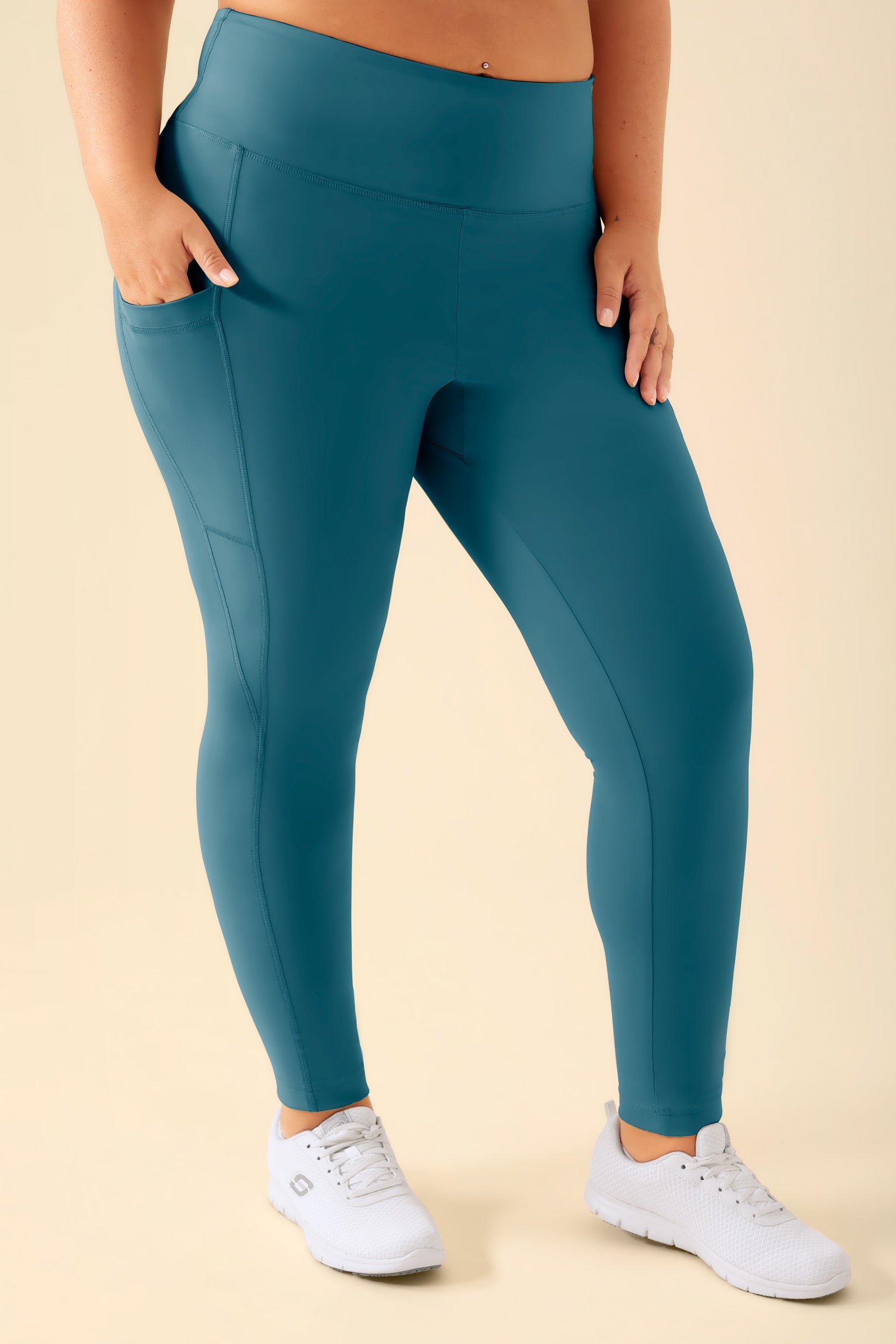 KAERE Leggings Damen - super elastisch petrol, Vorderansicht