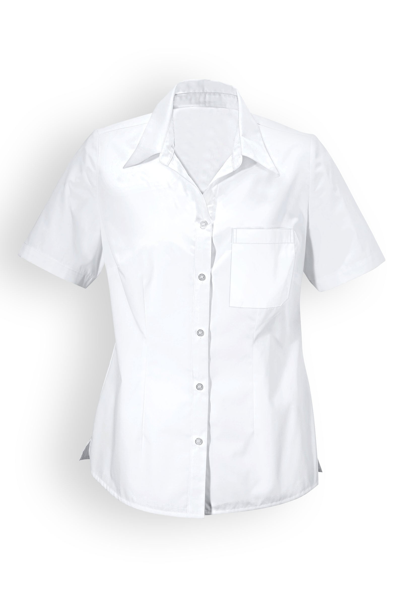Bluse Weiß Abgerundeter Saum Kurzarm
