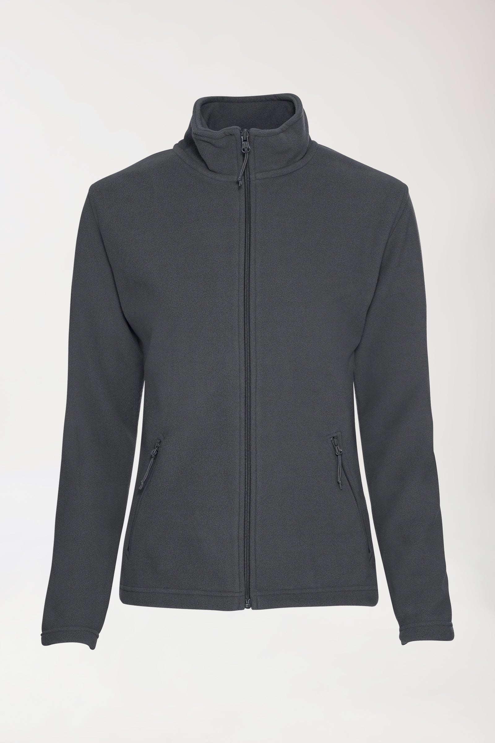 Fleecejacke Damen - Stehkragen erzgrau, Vorderansicht