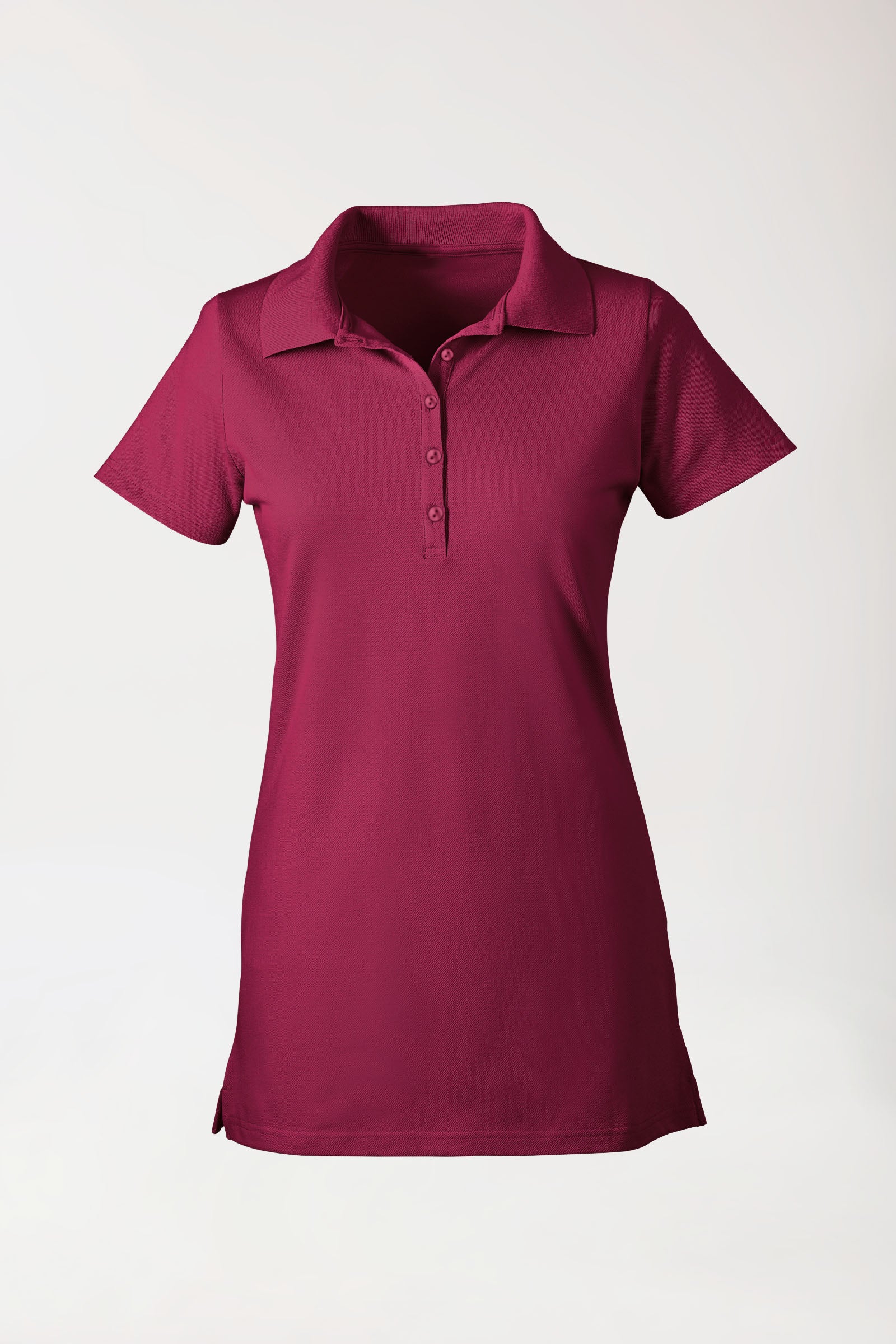 Stretch Longshirt Damen - Polokragen bordeaux, Vorderansicht
