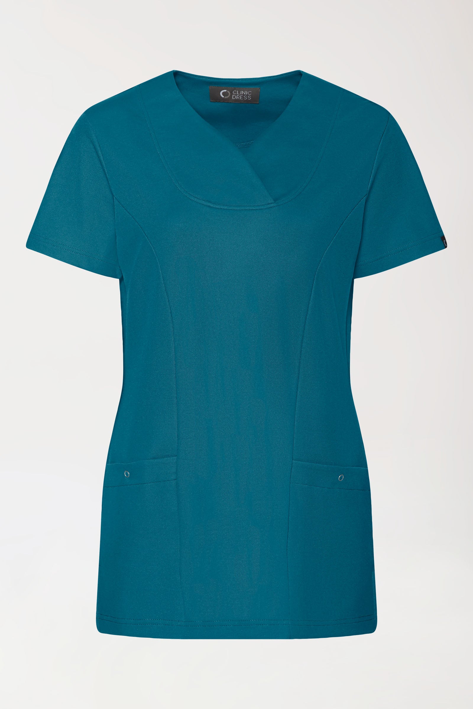 COMFY FLEX Stretch Schlupfkasack Damen - Herzausschnitt petrol, Vorderansicht