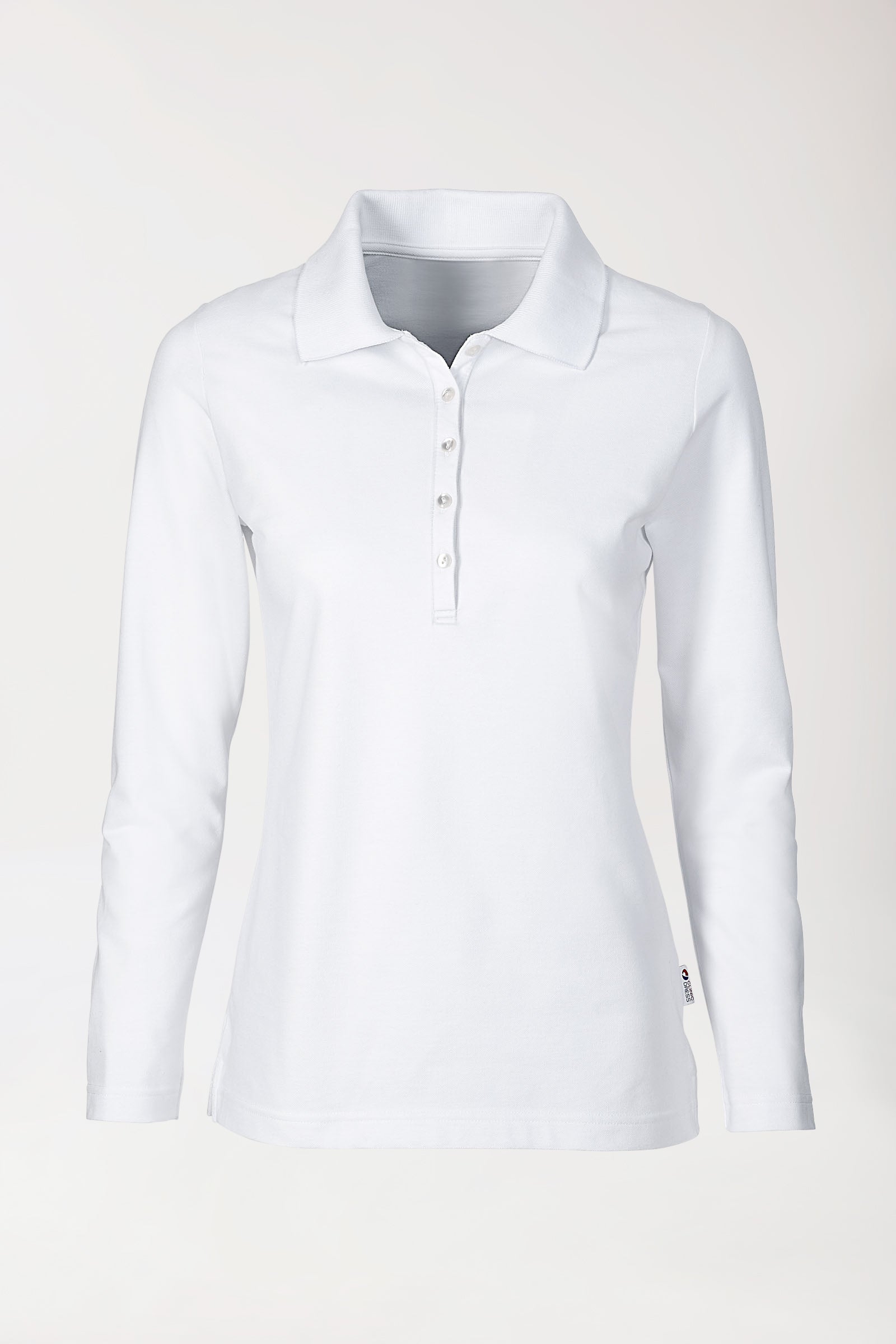 Stretch Shirt Damen - 1/1 Arm mit Polokragen weiß