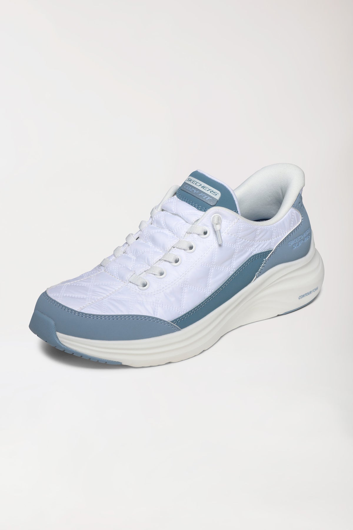 Damen Sneaker-SKECHERS Slip-ins-weiß/hellblau, Vorderansicht