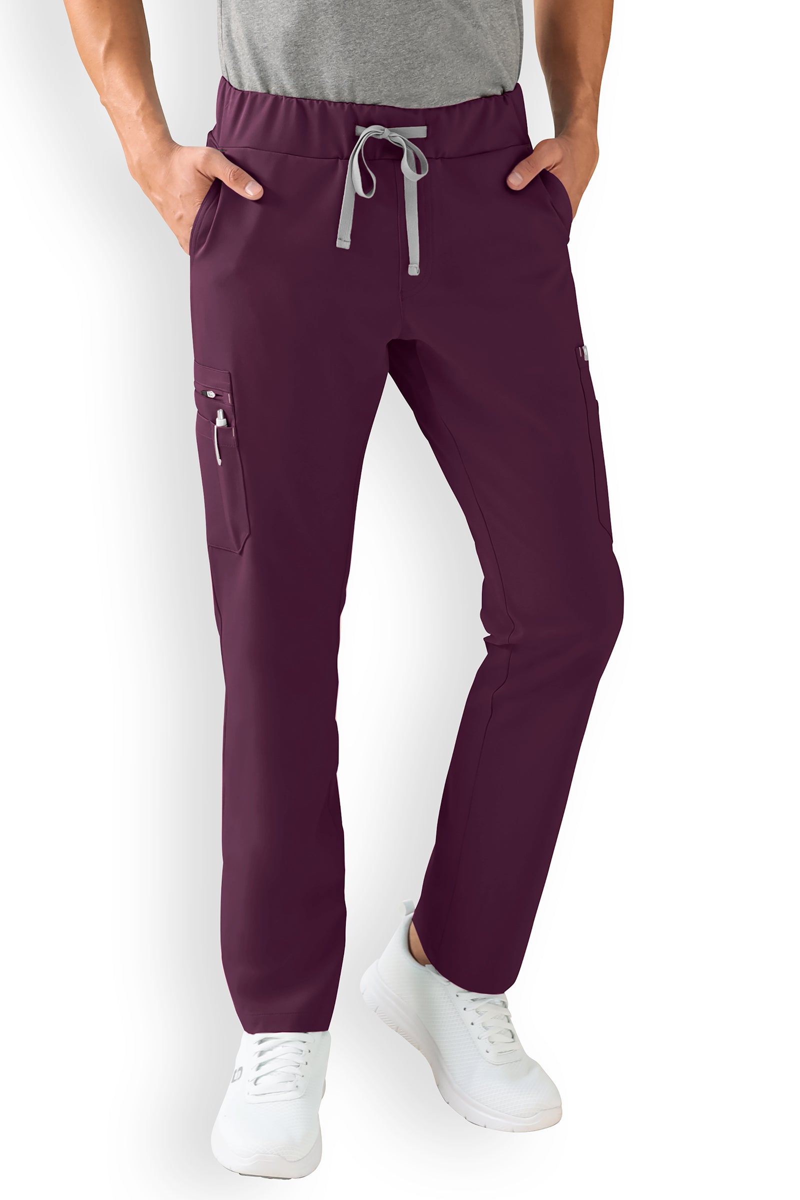 Stretchhose Herren - gerader Saum mit Beintaschen dark pflaume