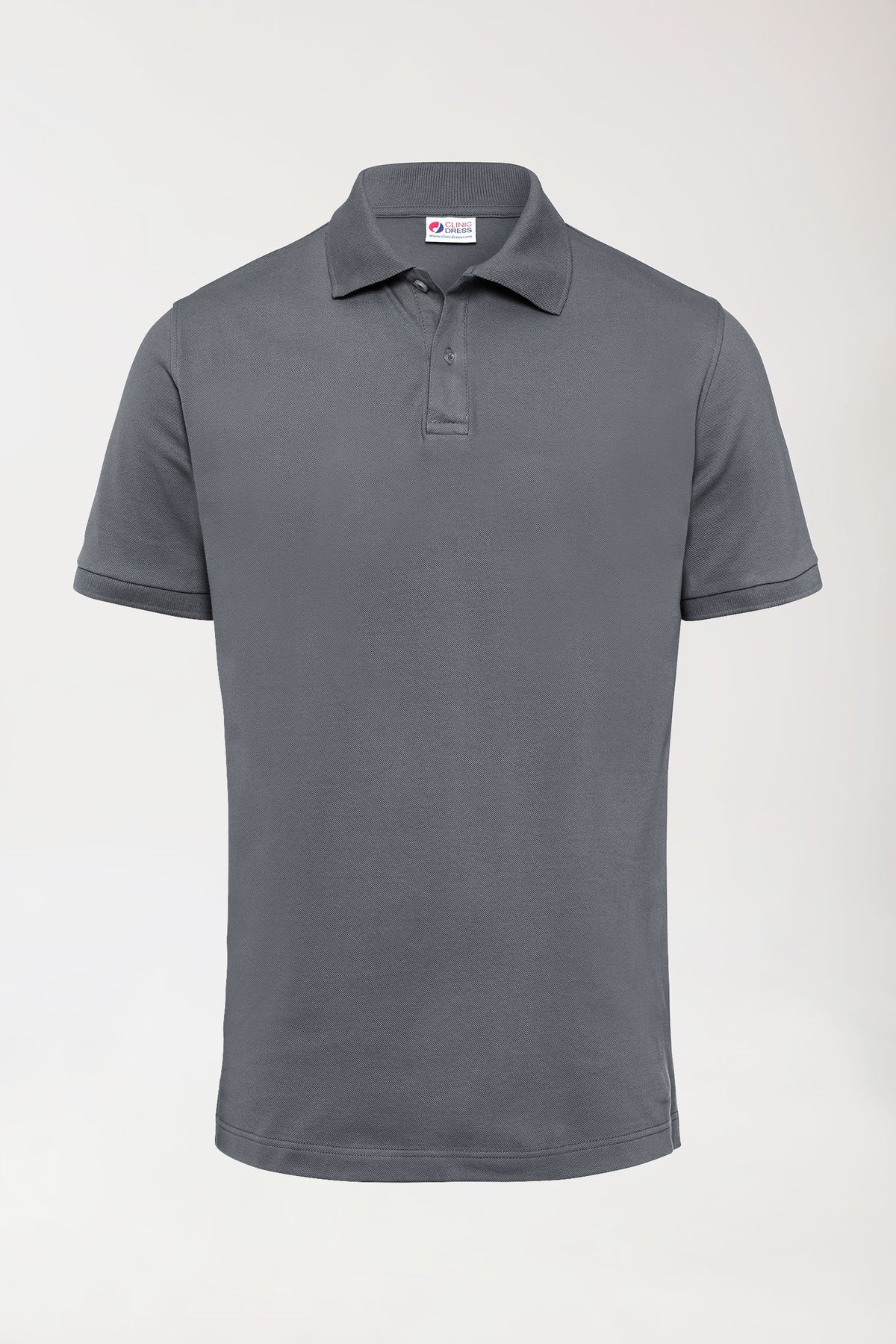 Stretch Shirt Herren - Polokragen steingrau, Vorderansicht