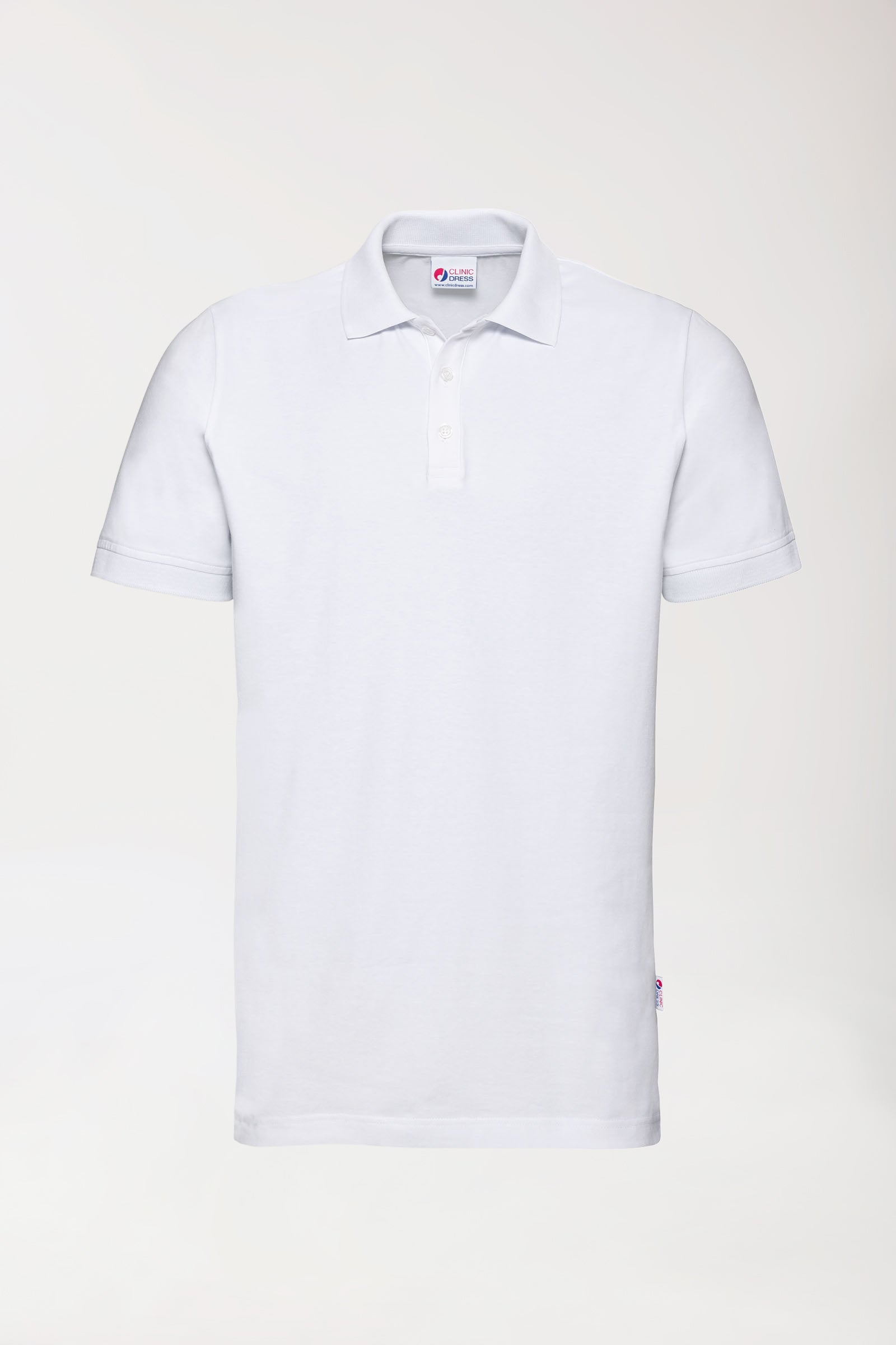 Stretch Shirt Herren - Polokragen - Knopfleiste weiß, Vorderansicht