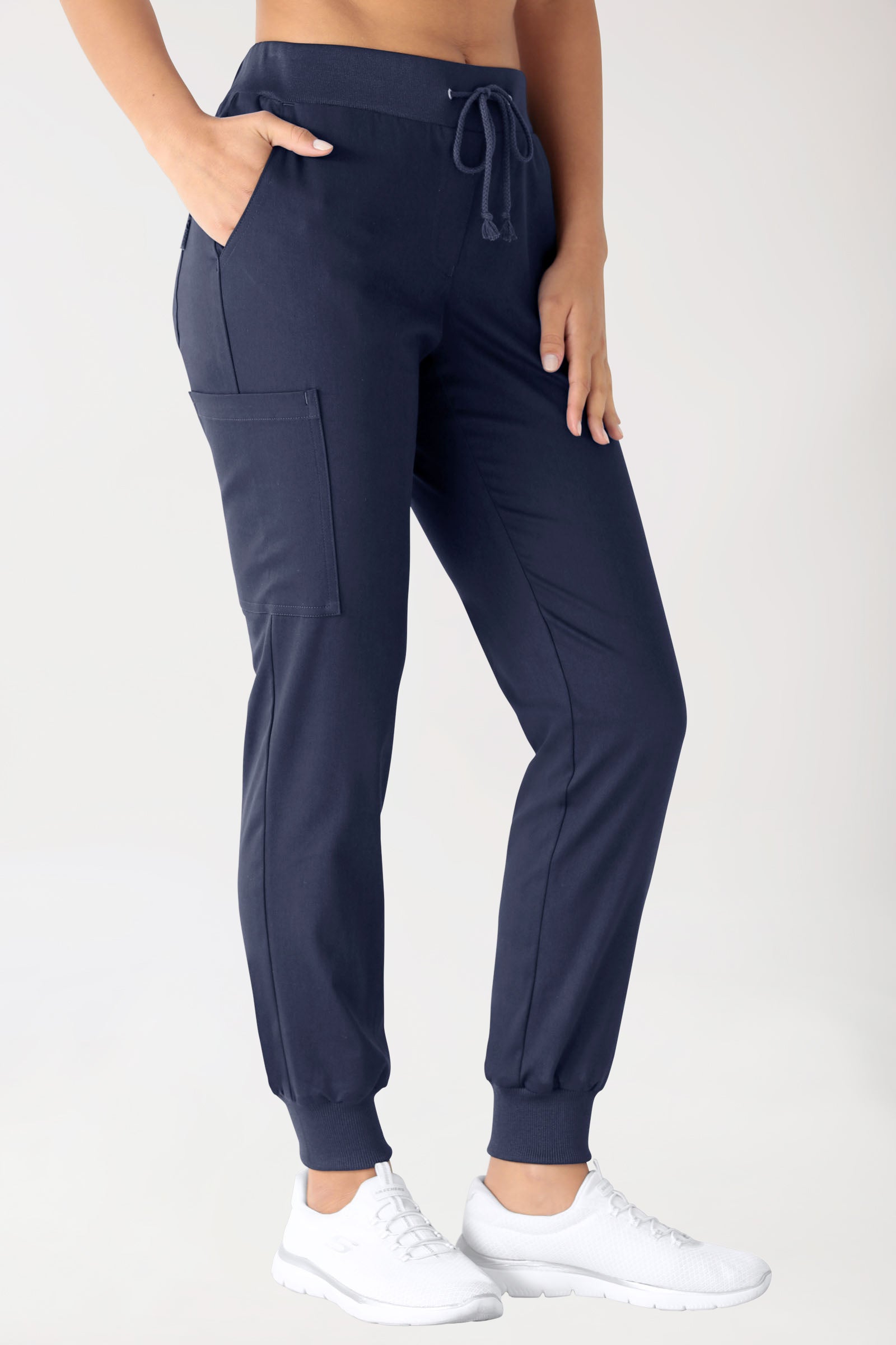 Stretch Hose Damen - Jogpants navy, Vorderansicht