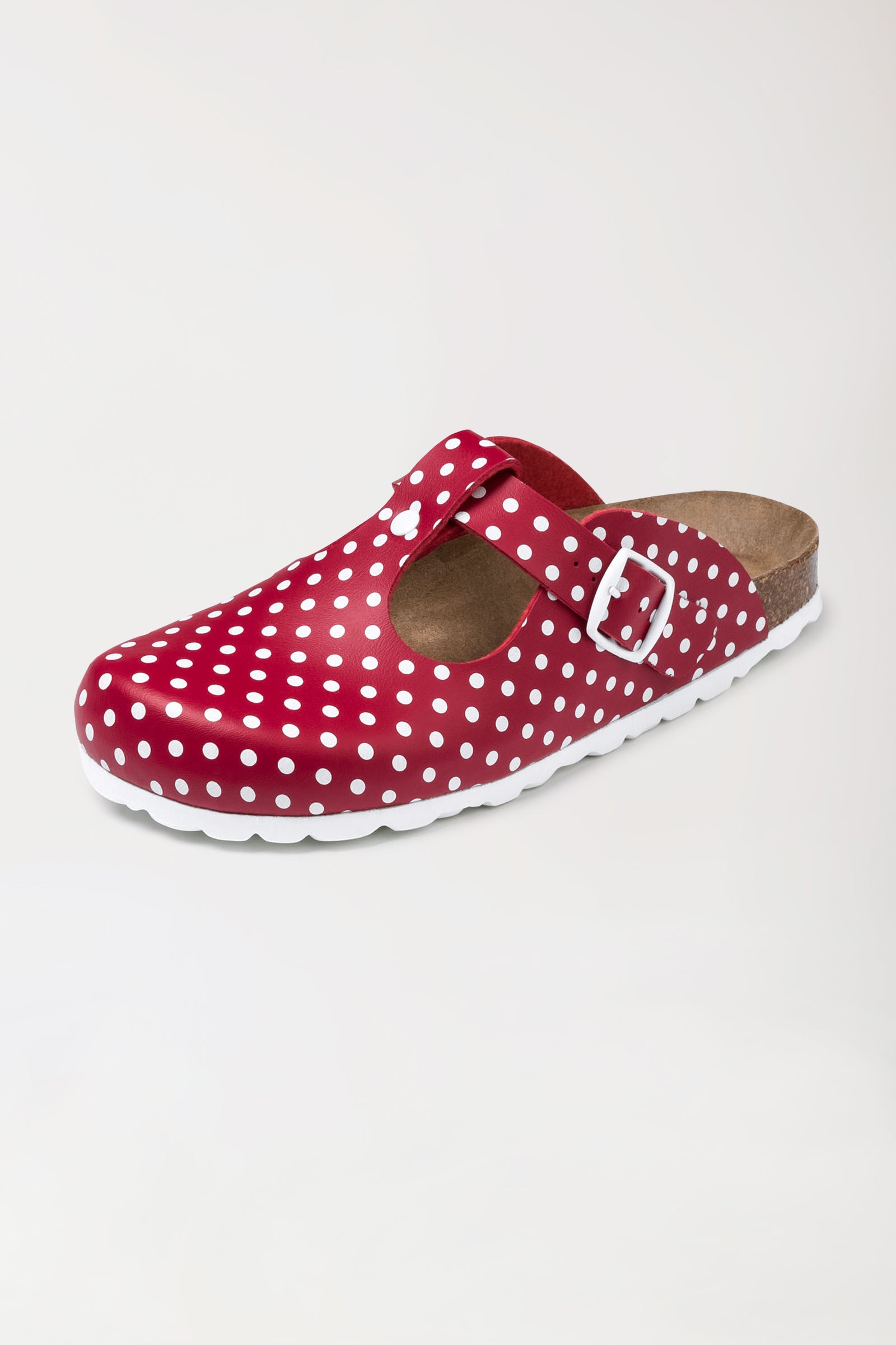 Damen Clog rot/weiß, Vorderansicht