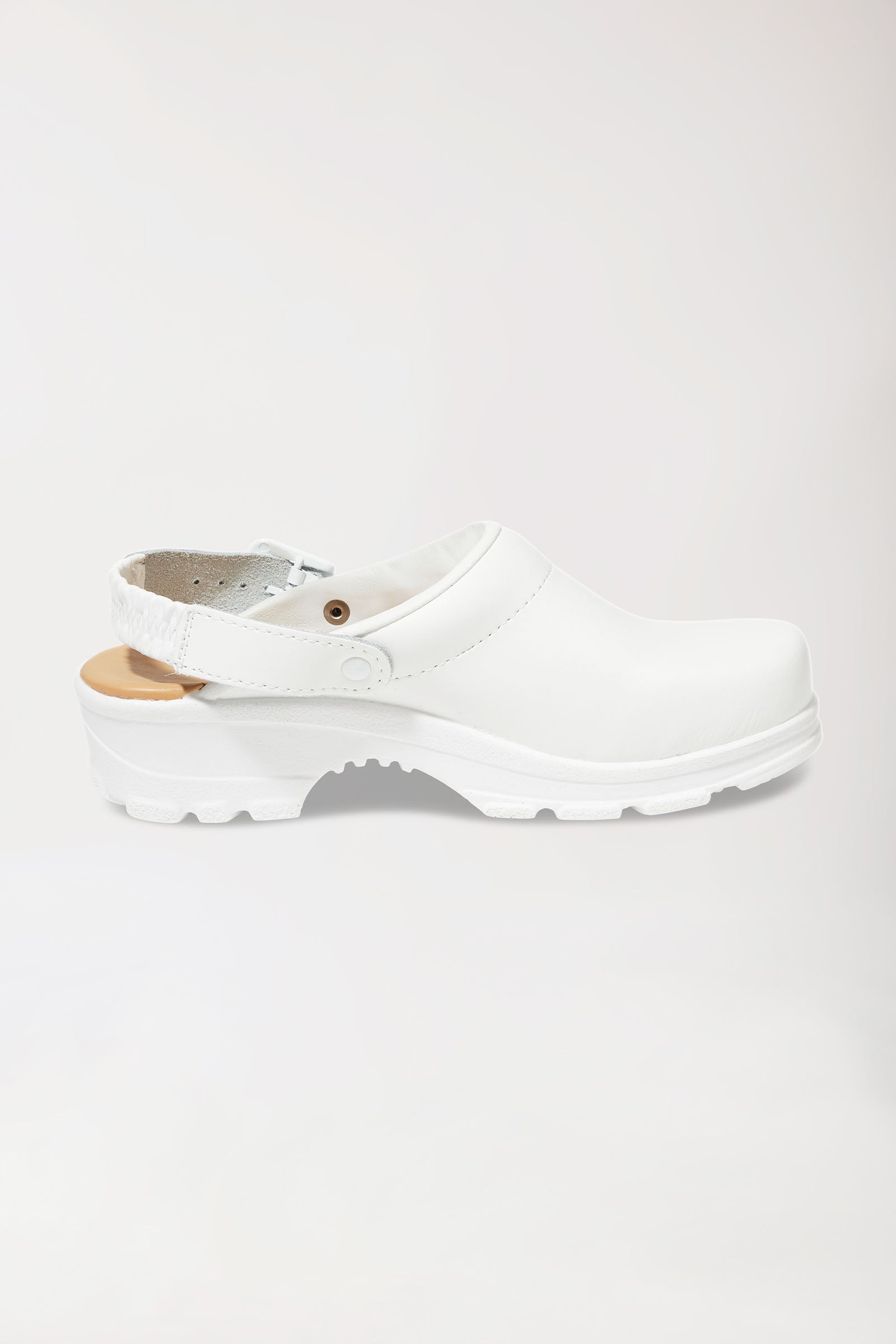Berufs-Clog Weiß Permair Leder Unisex weiß, Vorderansicht