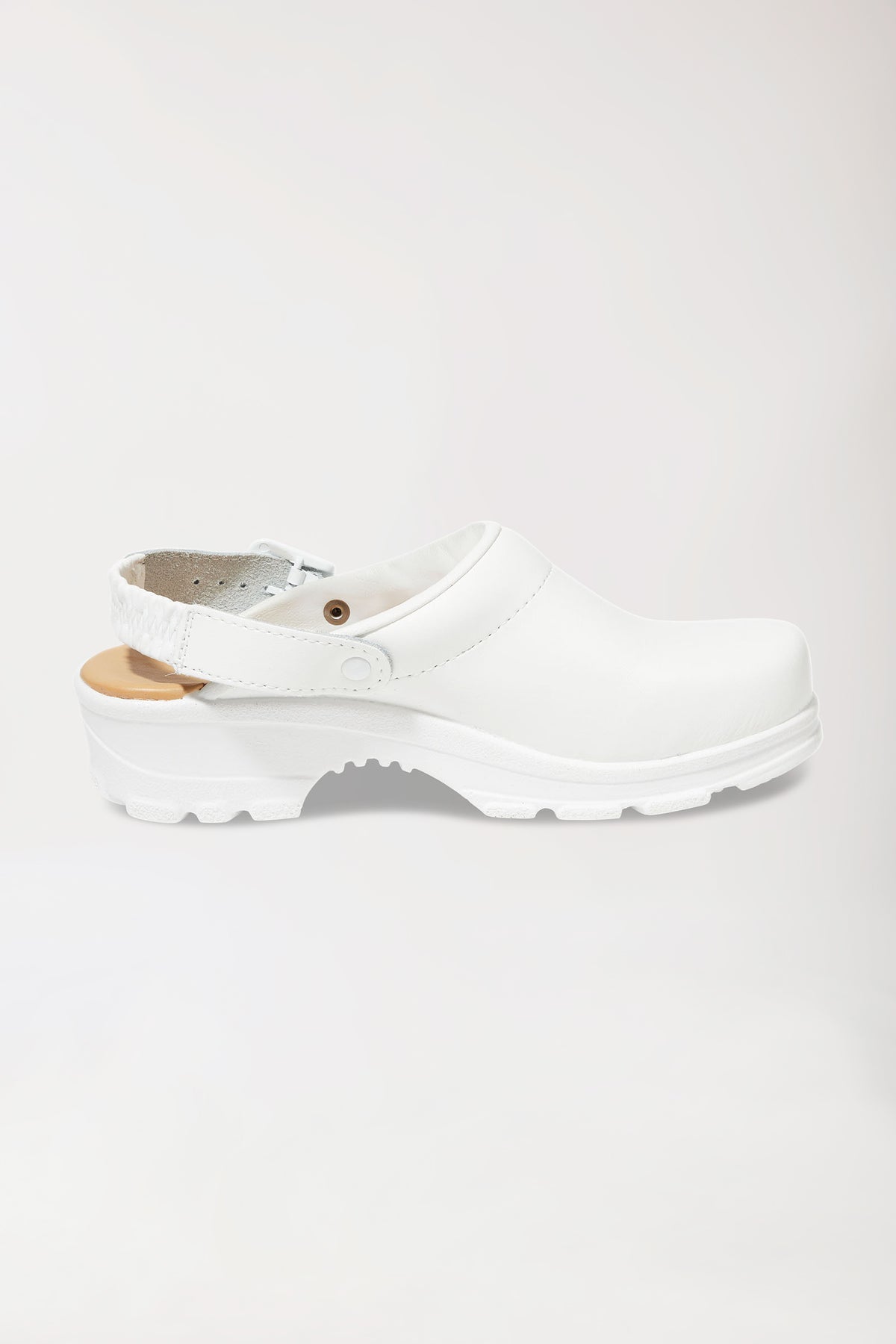 Berufs-Clog Weiß Permair Leder Unisex weiß, Vorderansicht